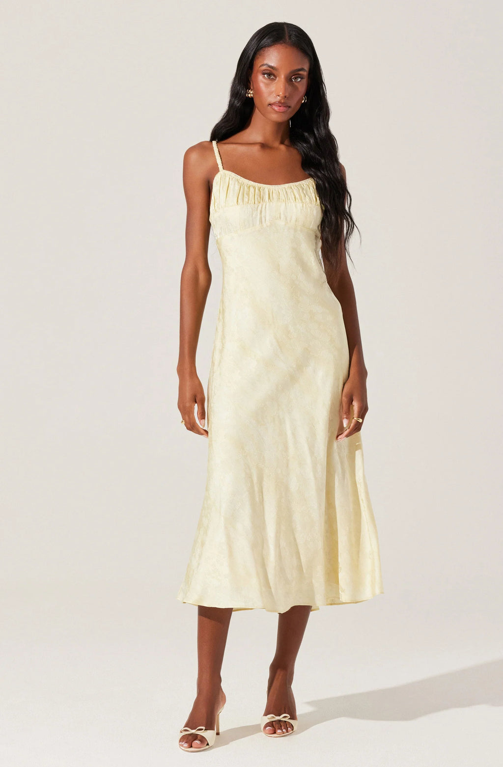 Kaiya Floral Jacquard Satin Midi Dress