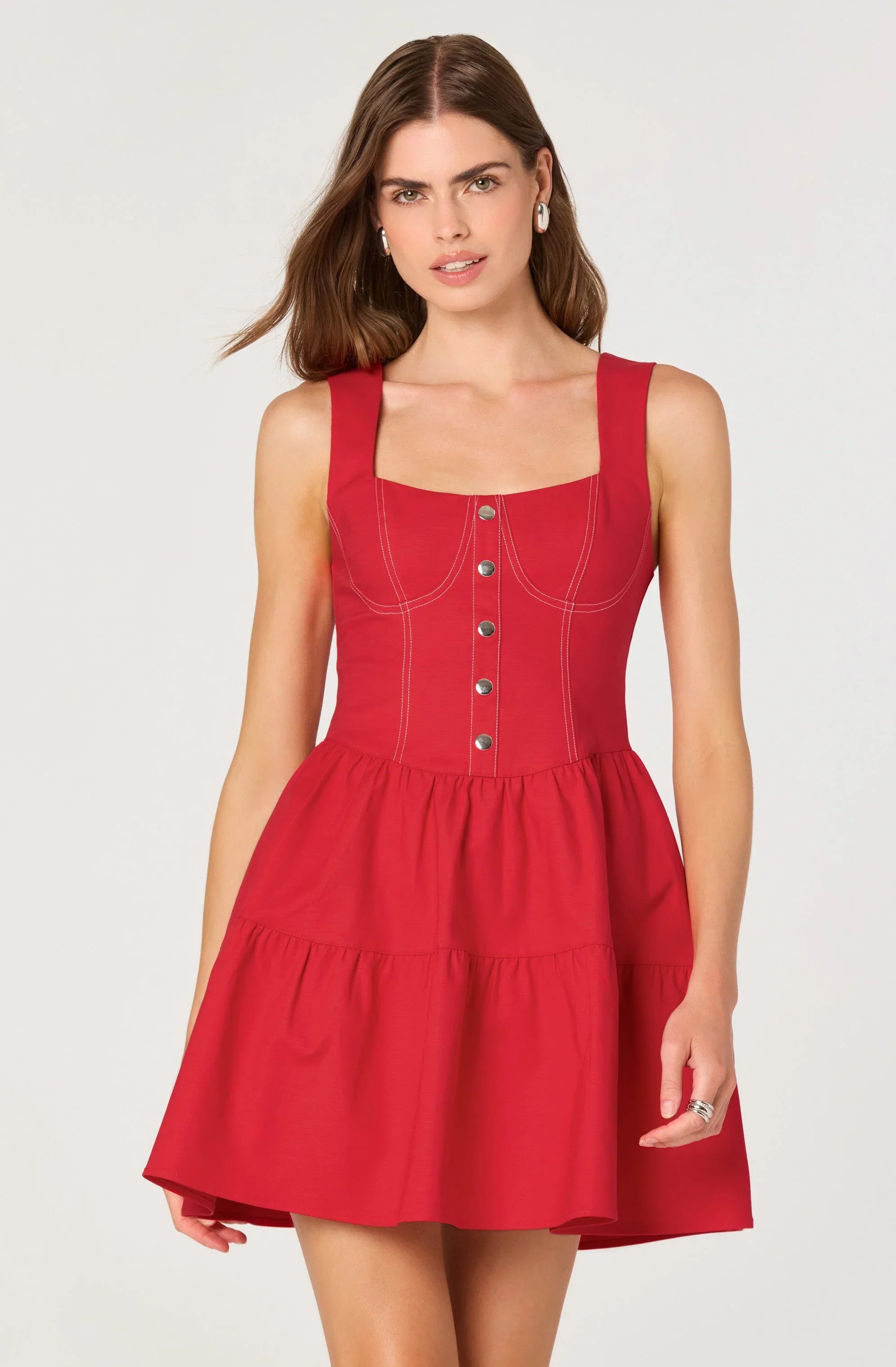 Tiered Stitch Detail Mini Dress