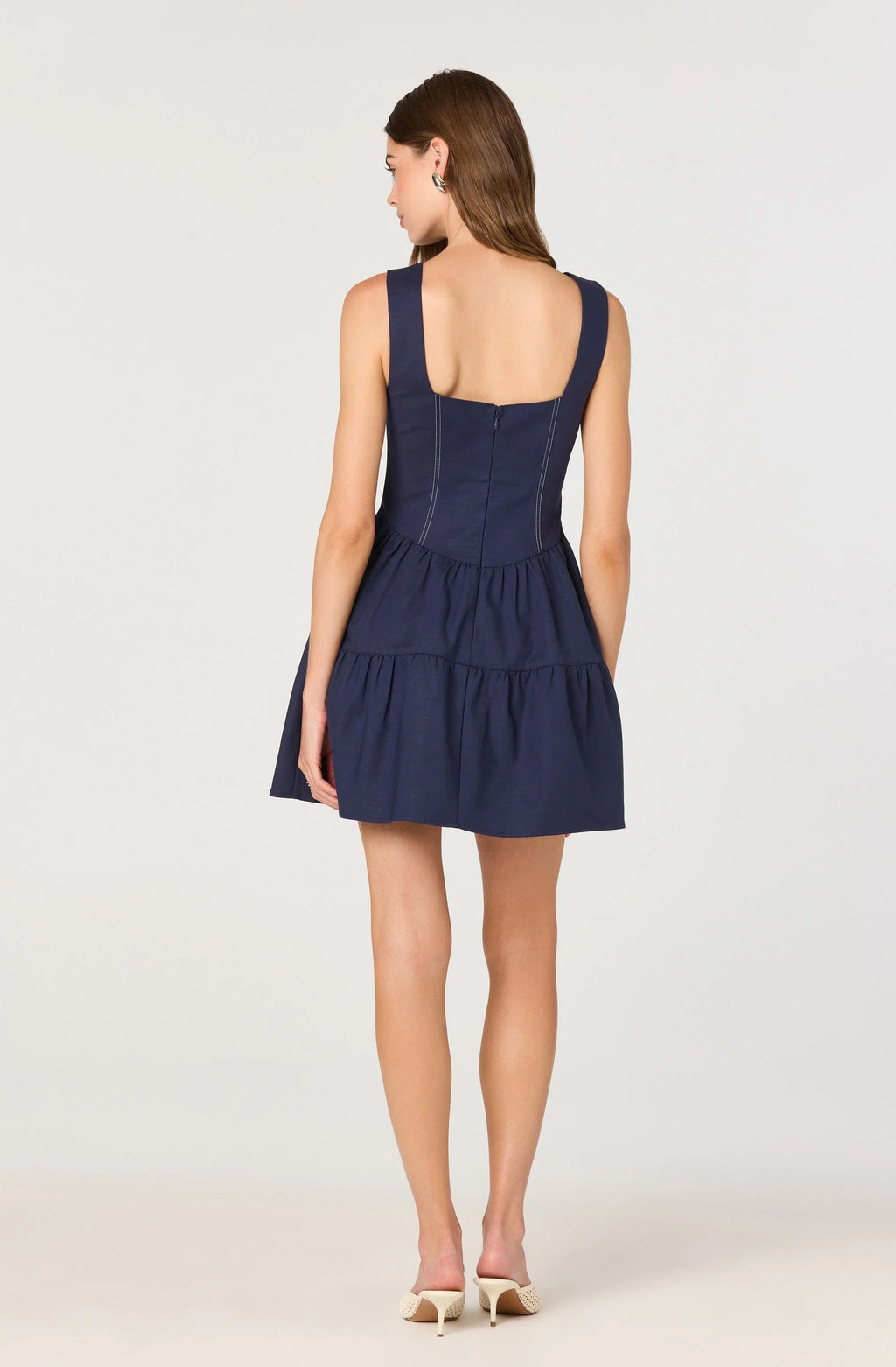 Tiered Stitch Detail Mini Dress