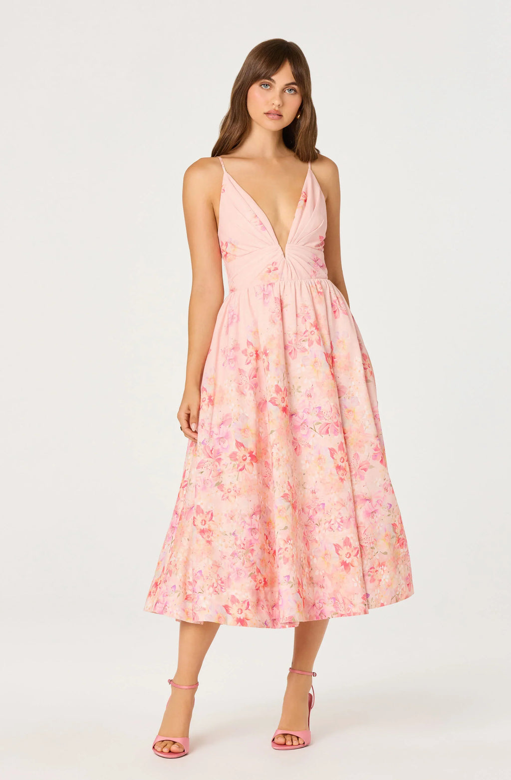 Janna Floral Plunge Midi Dress