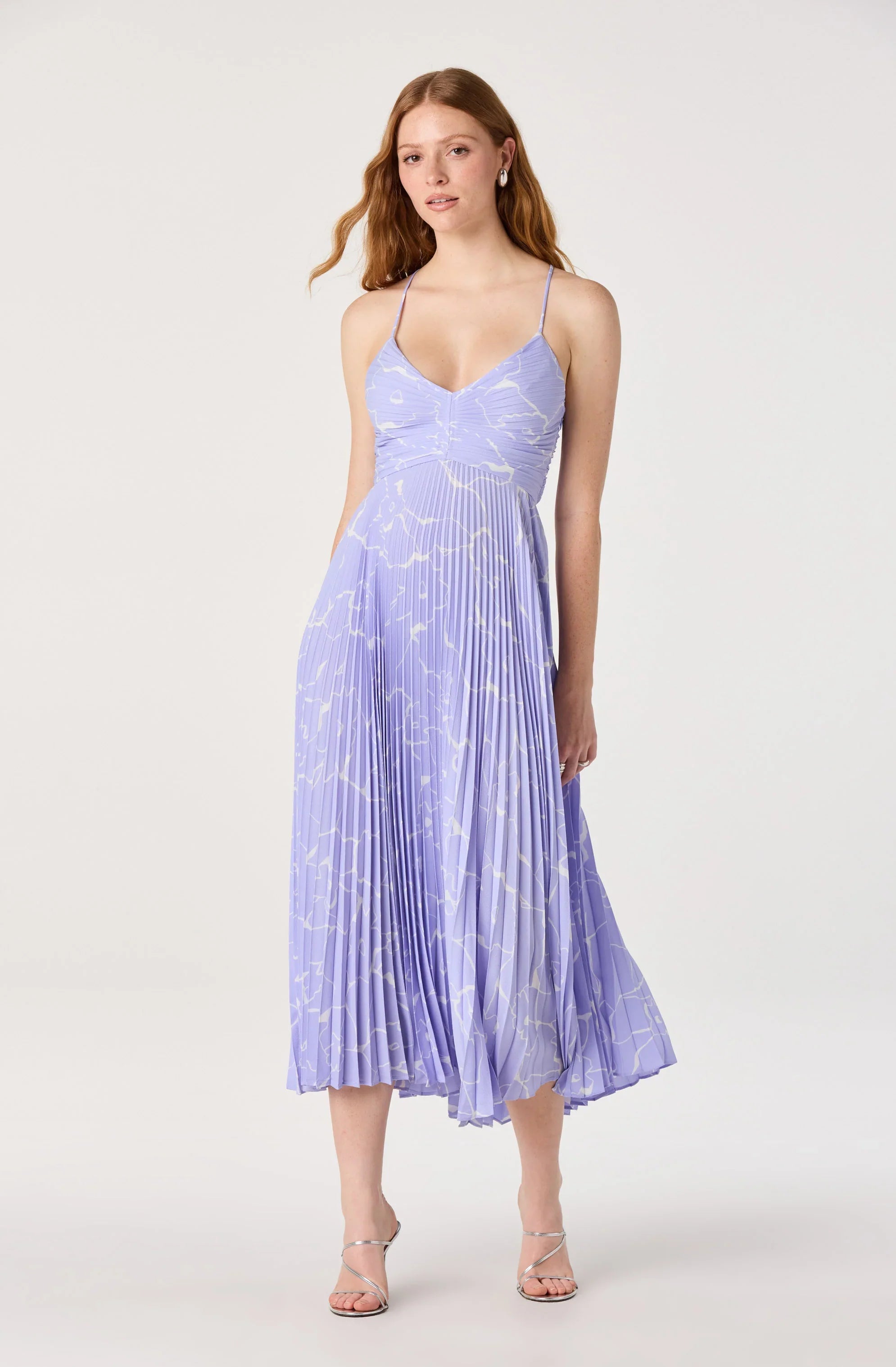 Blythe Floral Plisse Midi Dress