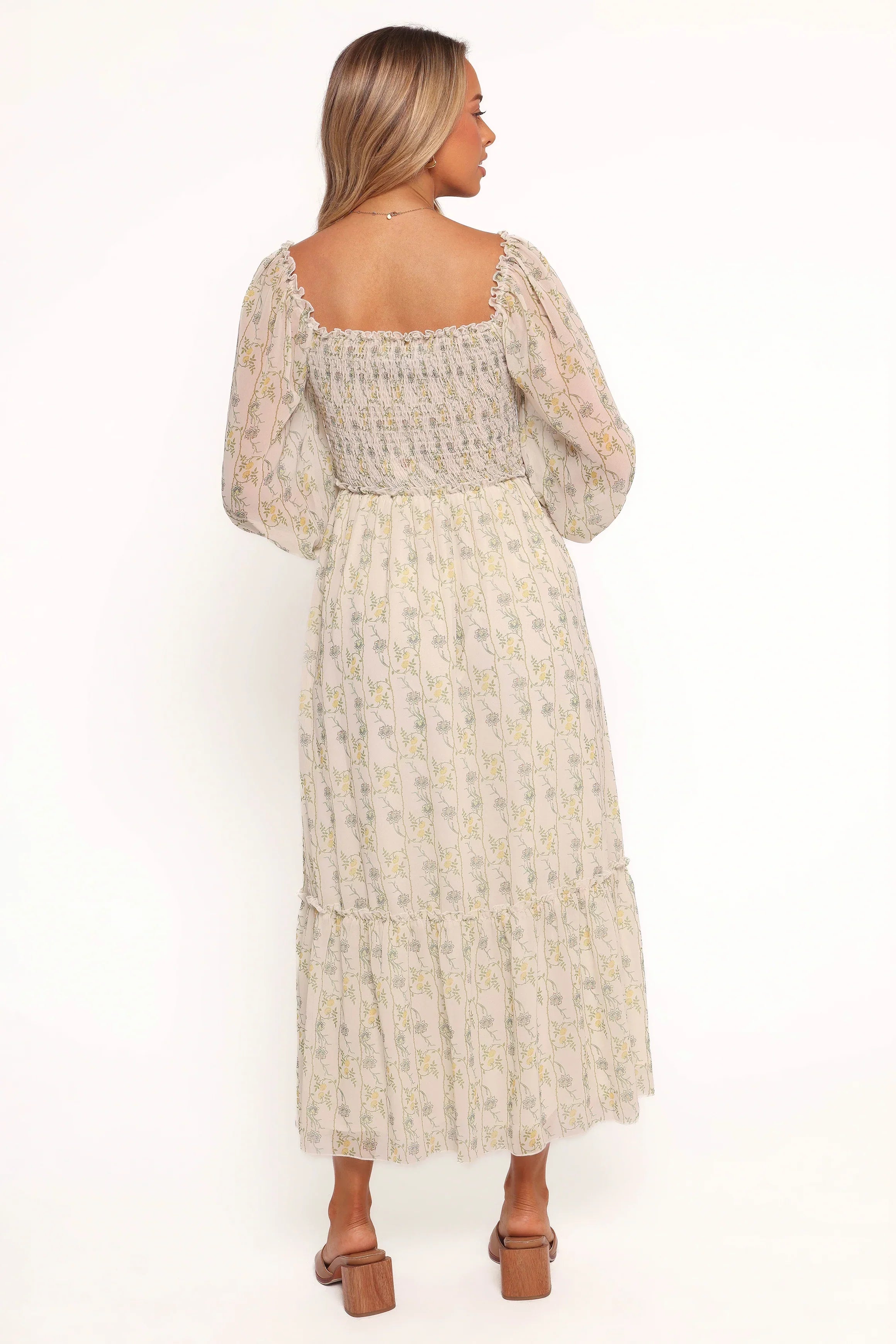 Keziah Long Sleeve Maxi Dress - Yellow Floral