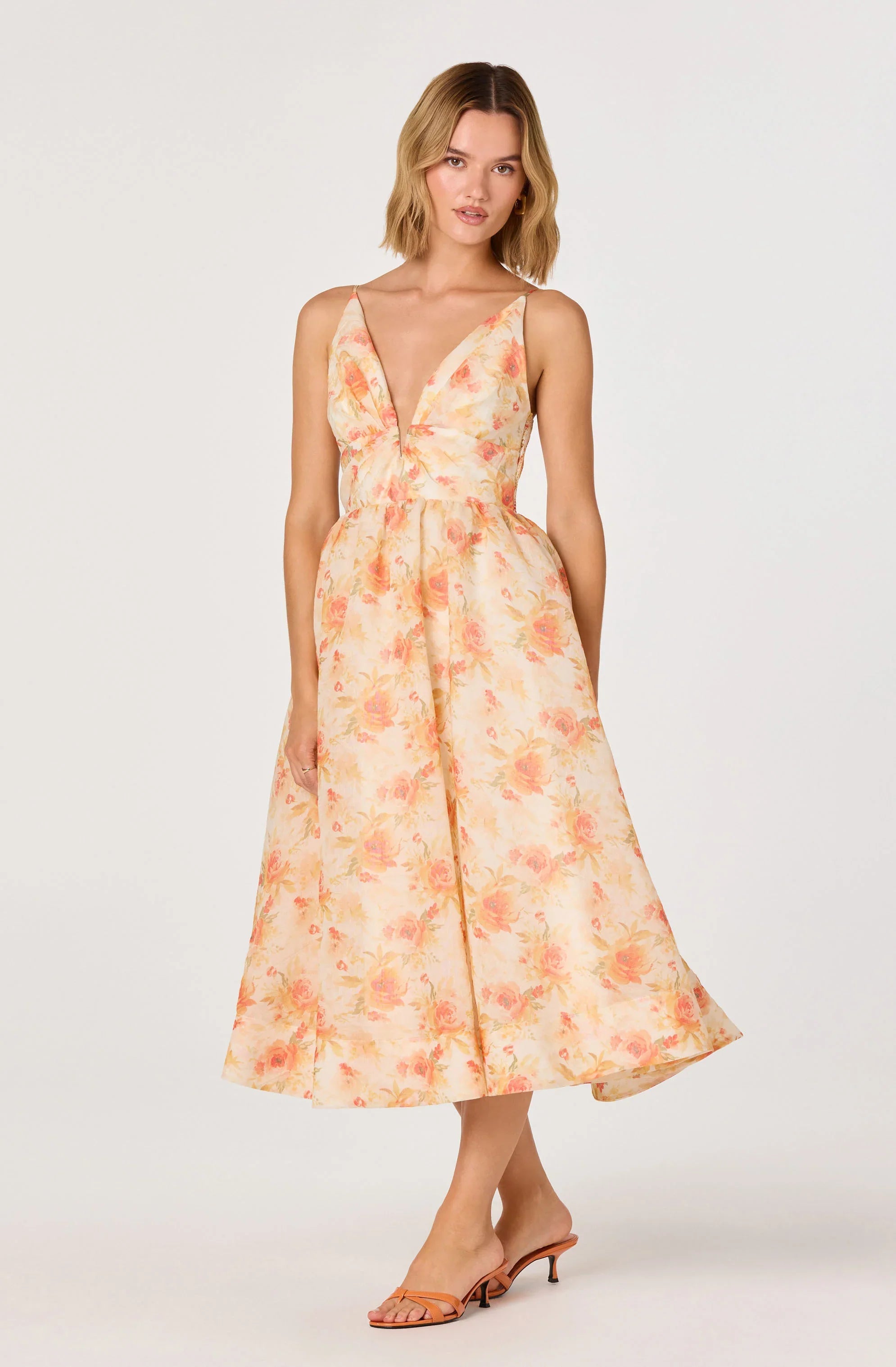 Janna Floral Plunge Midi Dress