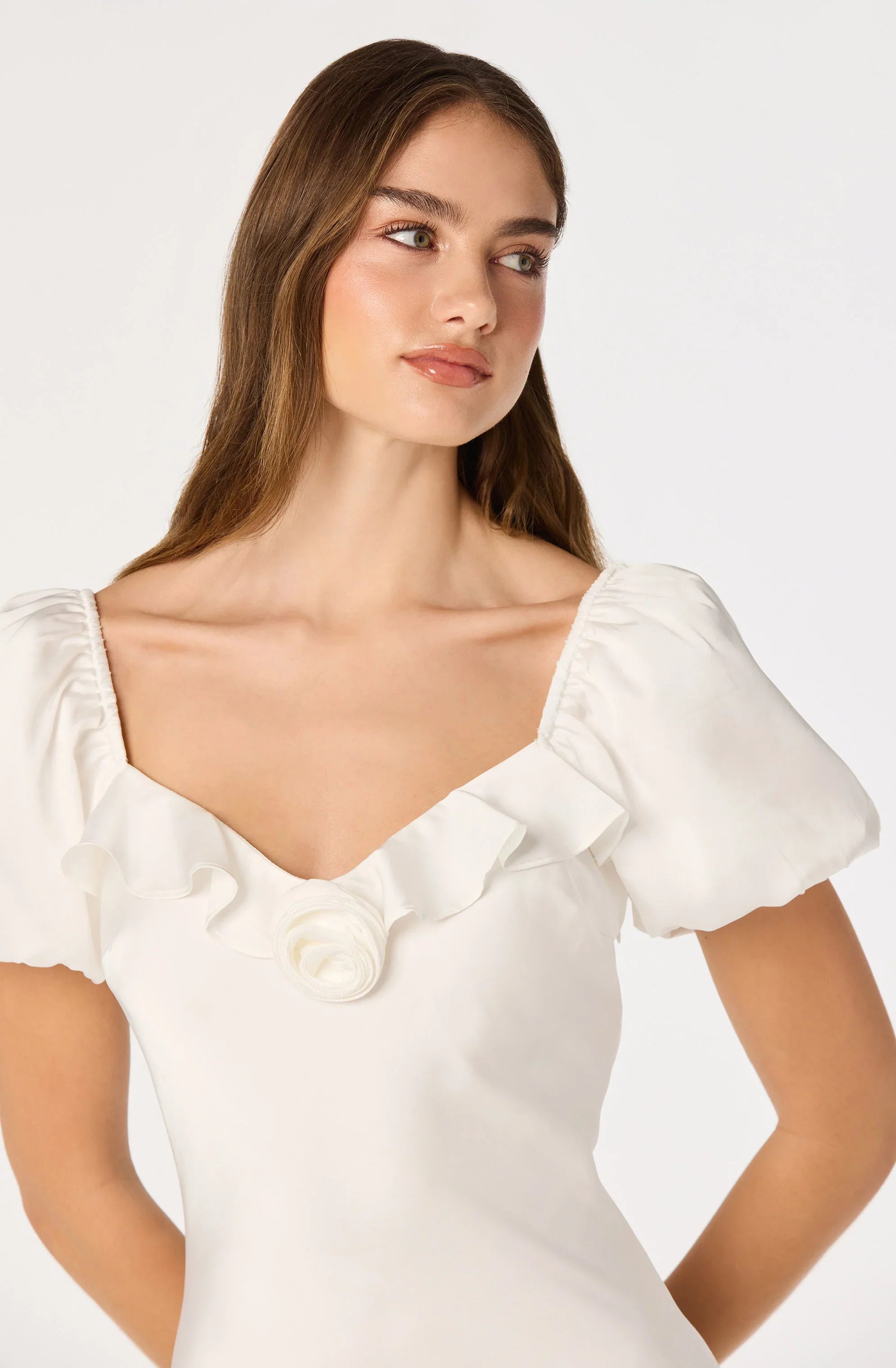 Bethrose 3D Rose Satin Maxi Dress