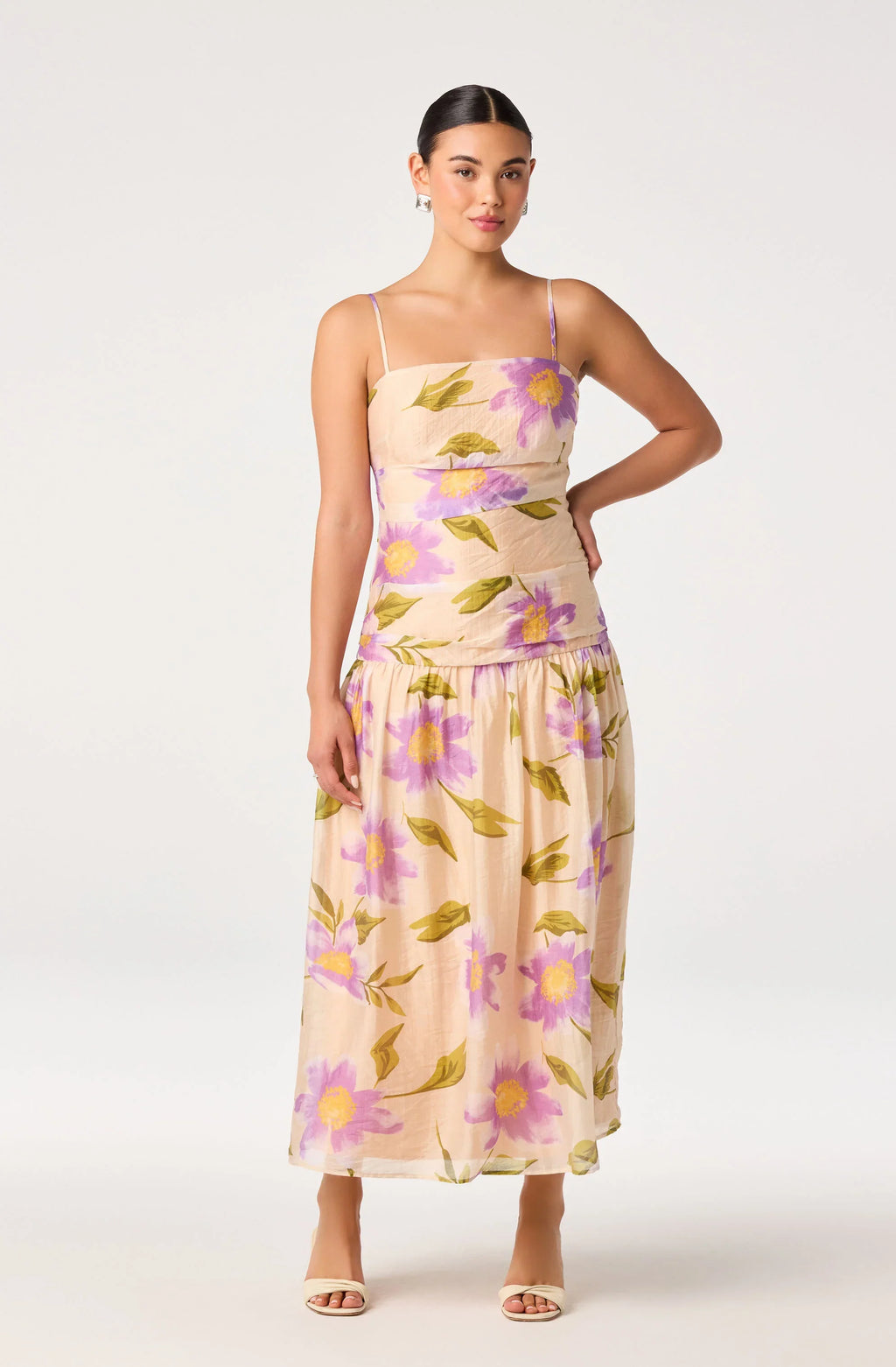 Ava Floral Pleated Midi Dress