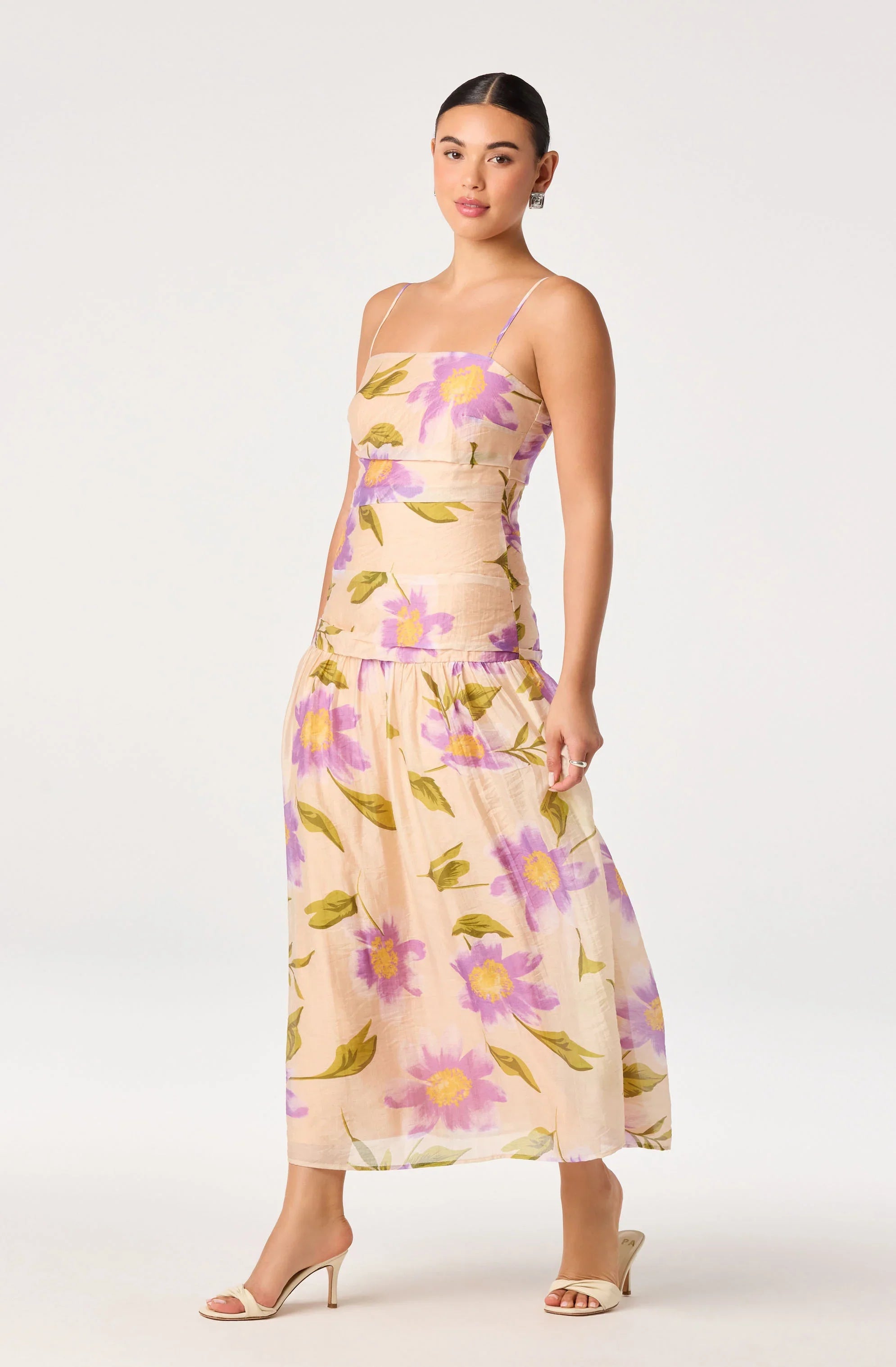 Ava Floral Pleated Midi Dress