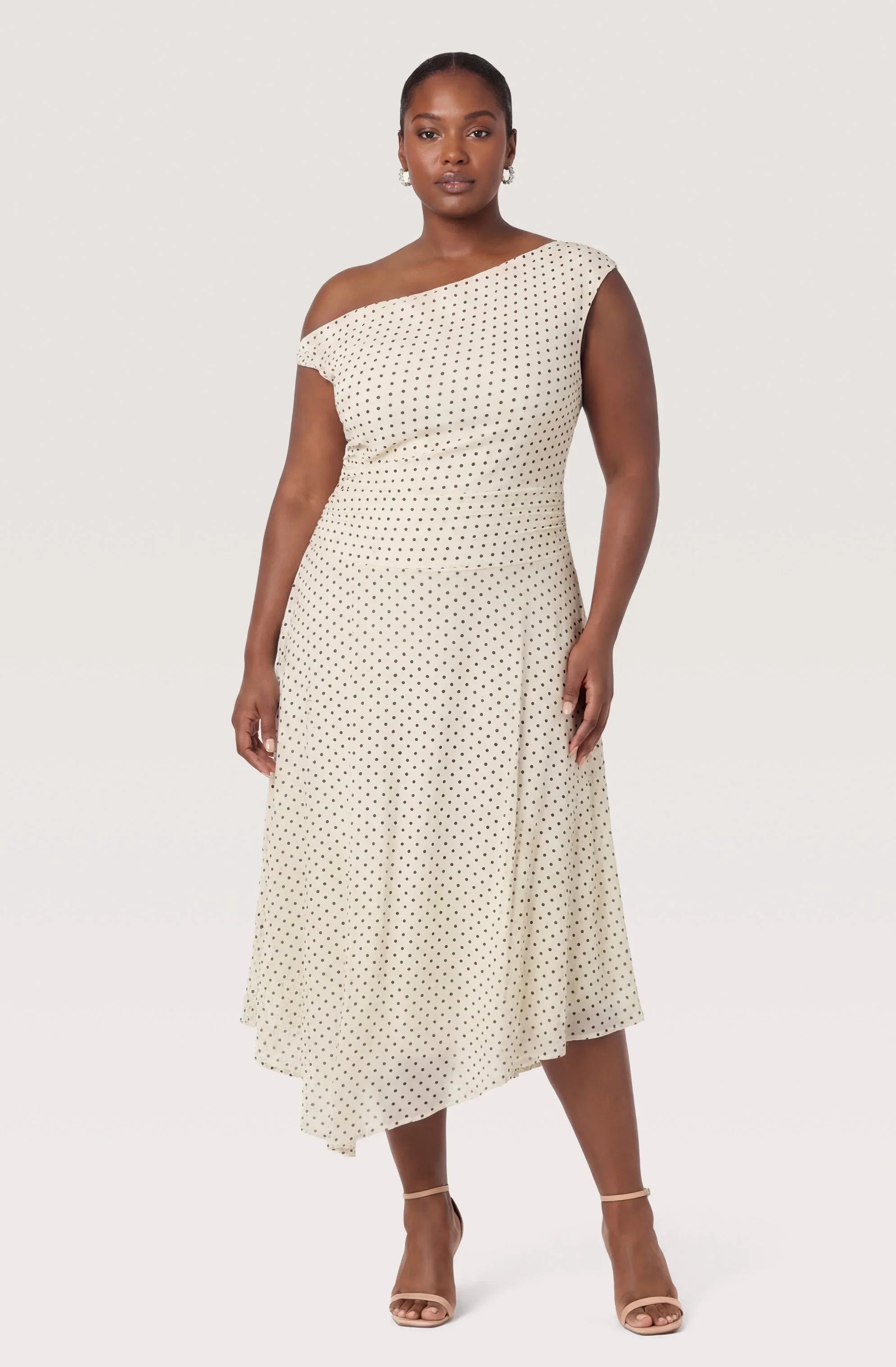 Ciarra Off-Shoulder Asymmetric Midi Dress
