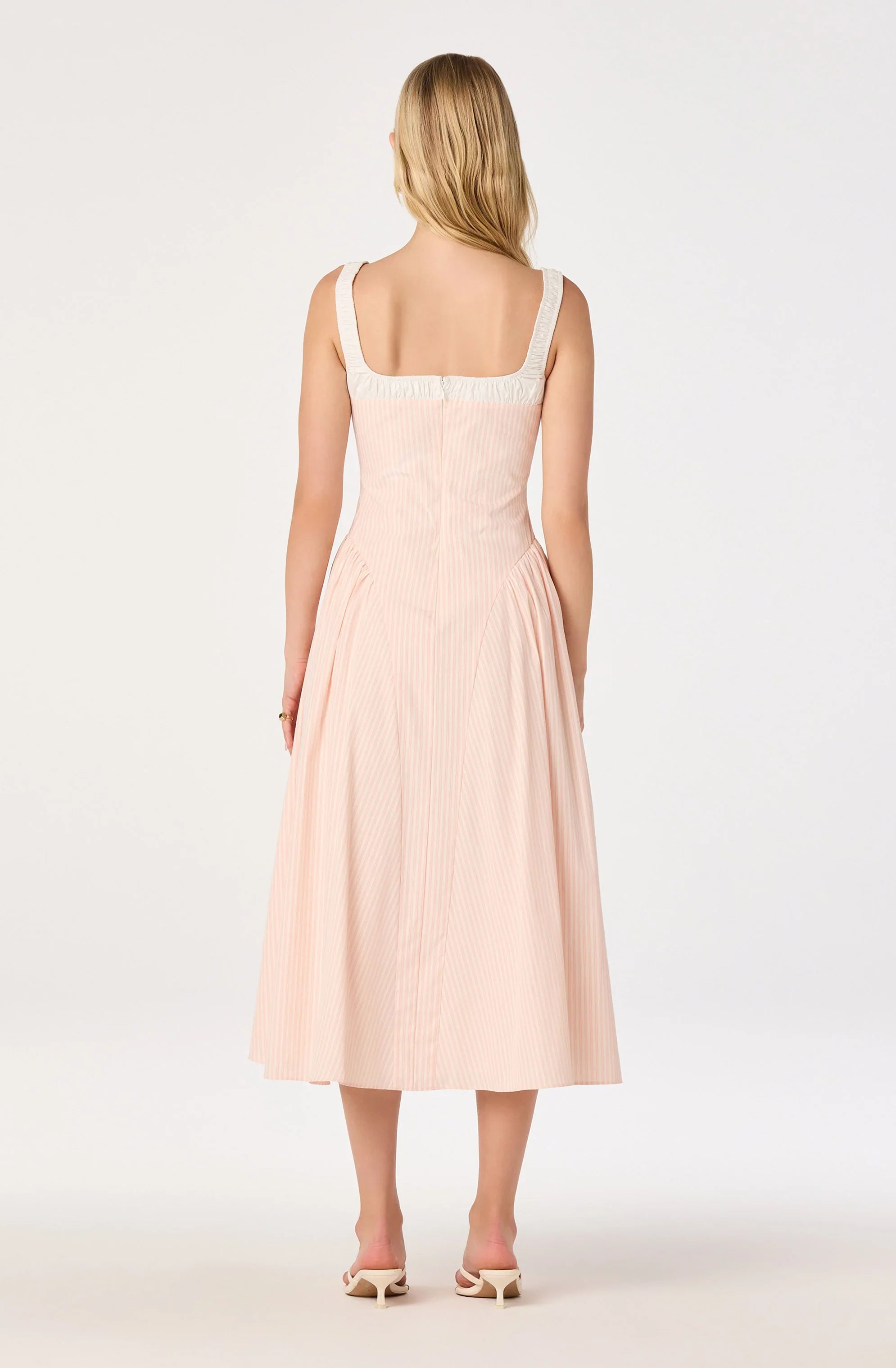 Hazel Striped Drop-Waist Midi Dress