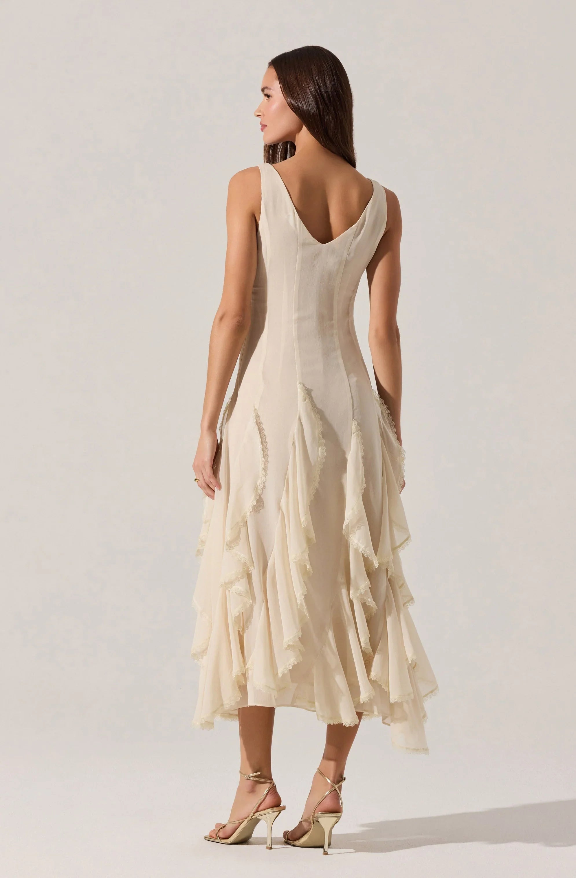Philomene V-Neck Ruffle Trim Dress