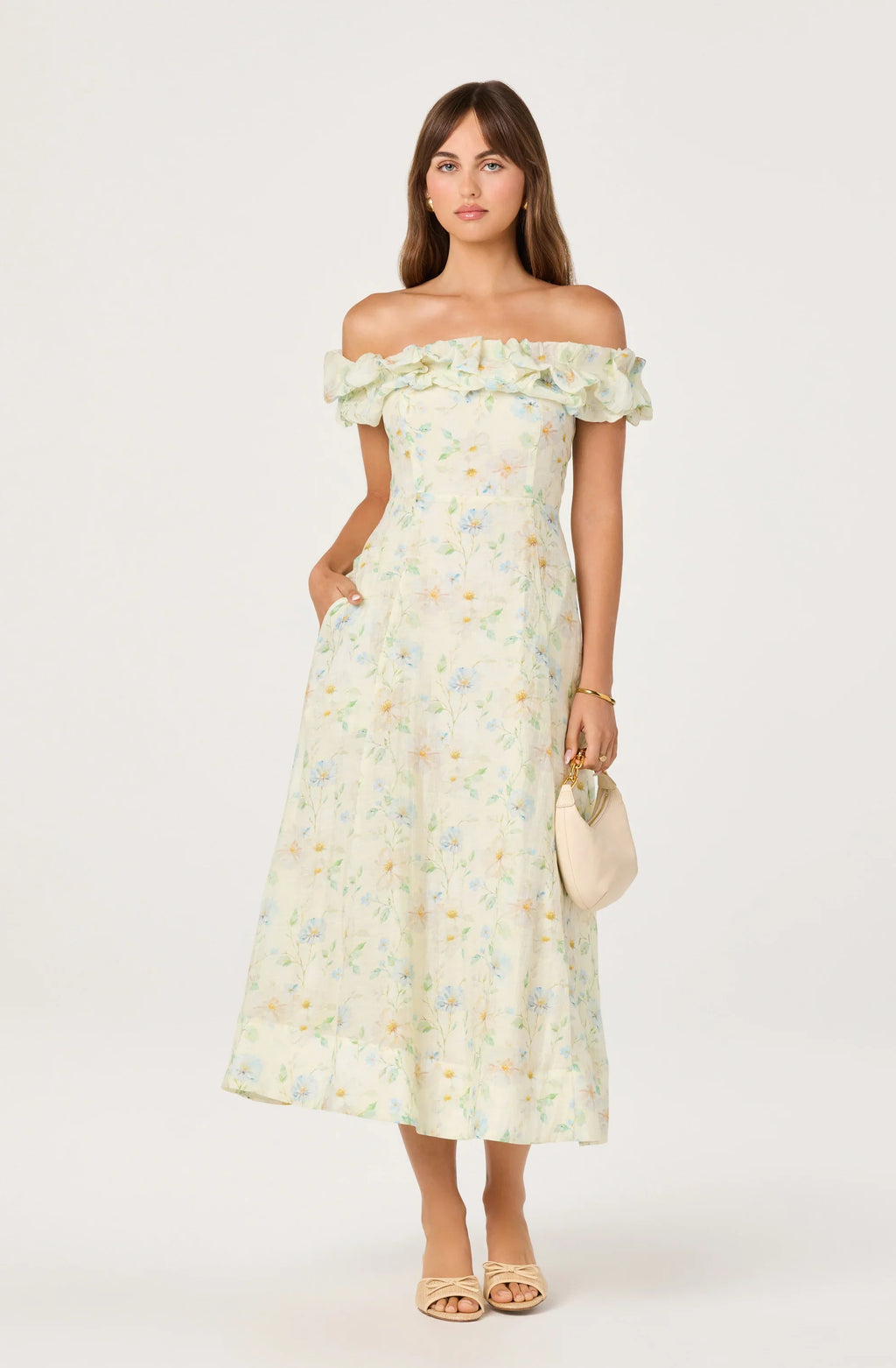 Alannah Off-Shoulder Floral Midi Dress