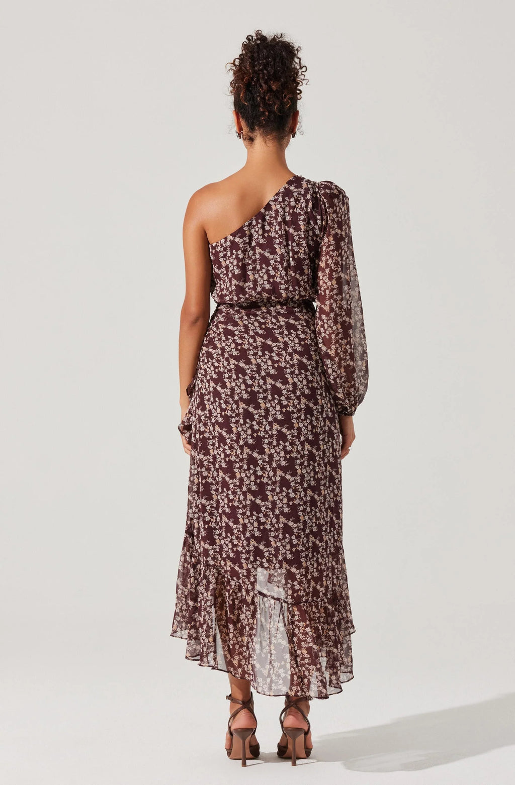 Calista Floral One Shoulder Midi Dress
