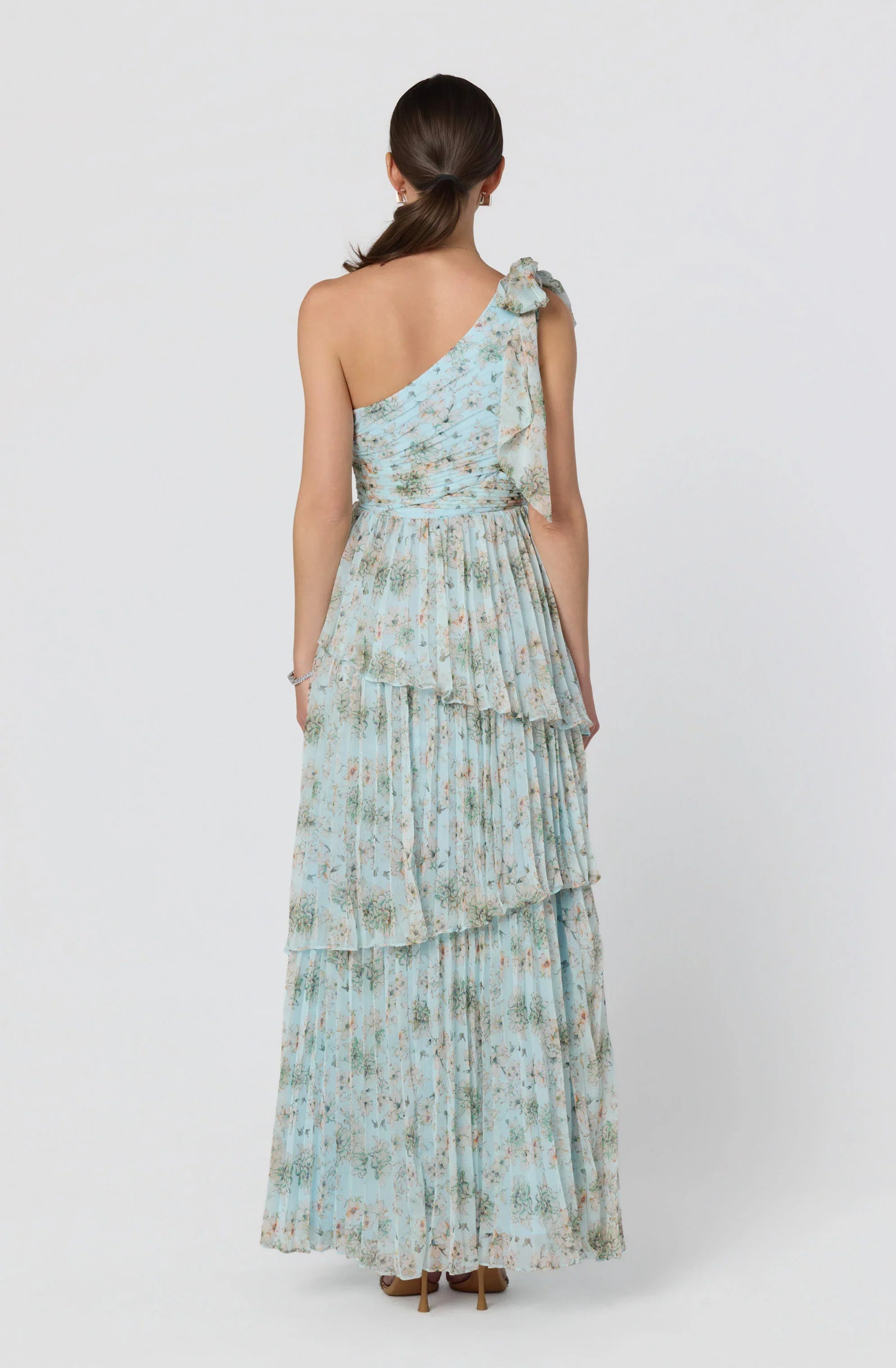 Tearra Floral One-Shoulder Tiered Maxi Dress