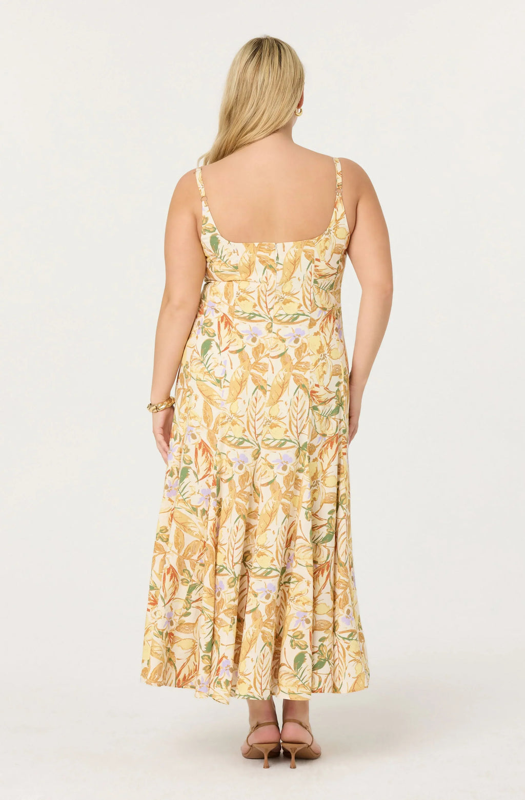 Jaleyah Paneled Flare Floral Midi Dress