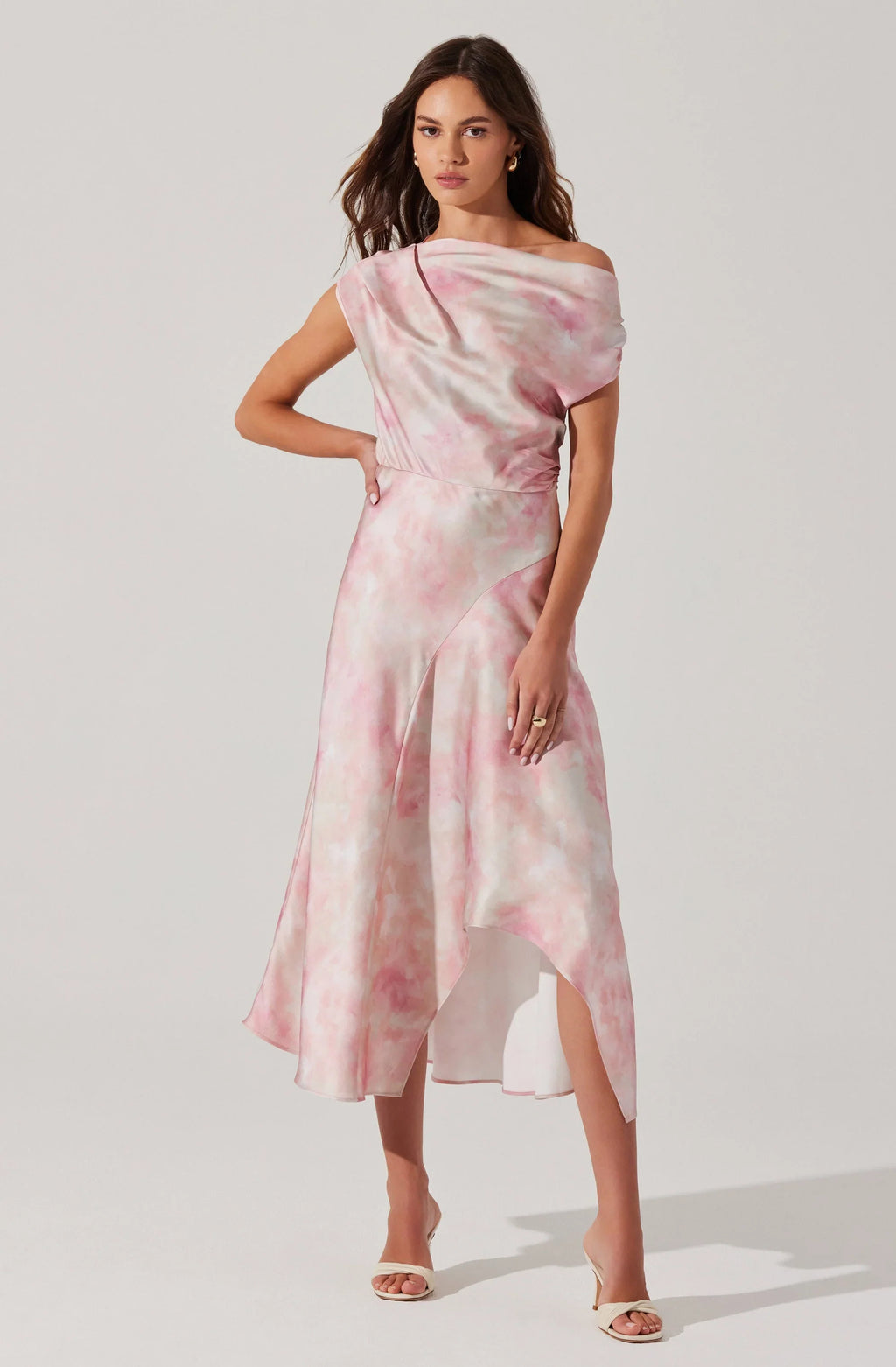 Mairyn Tie Dye Satin Midi Dress