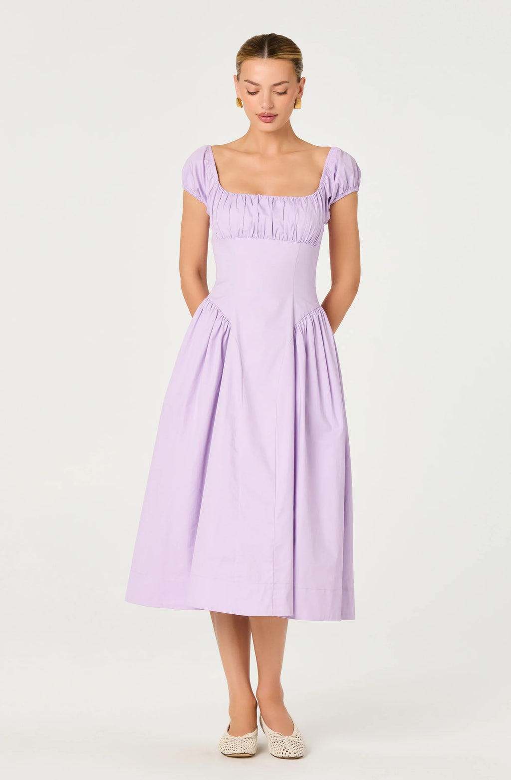 Adilene Cotton Milkmaid Midi Dress