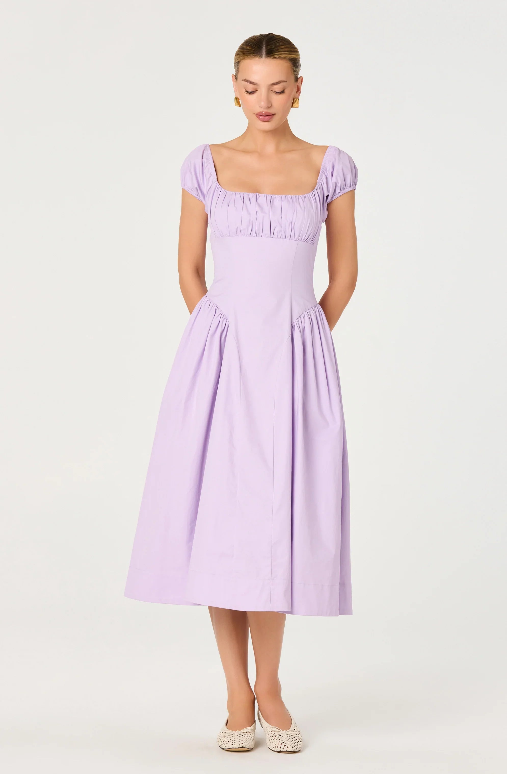 Adilene Cotton Milkmaid Midi Dress