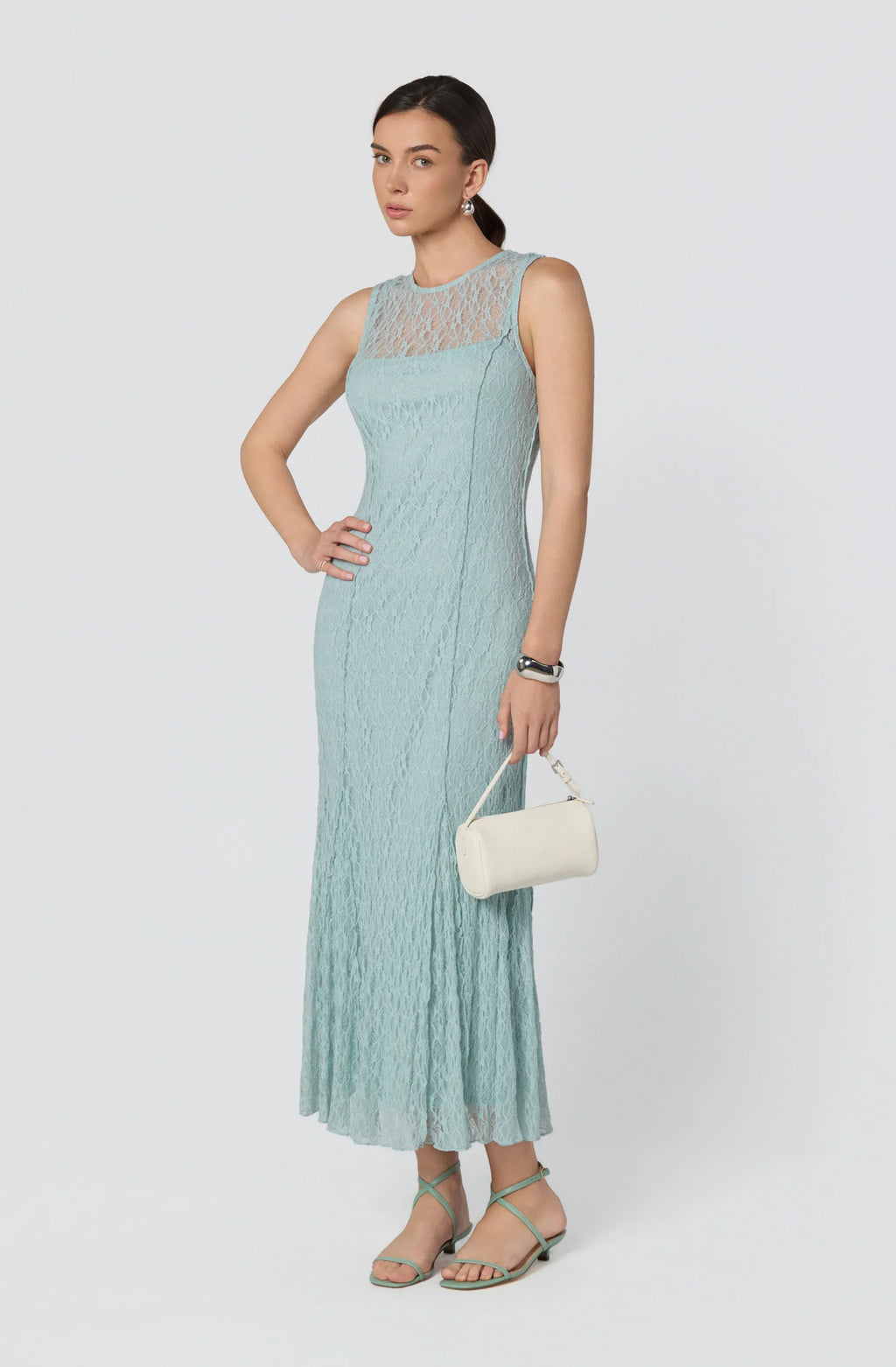 Annabella Semi-Sheer Lace Maxi Dress