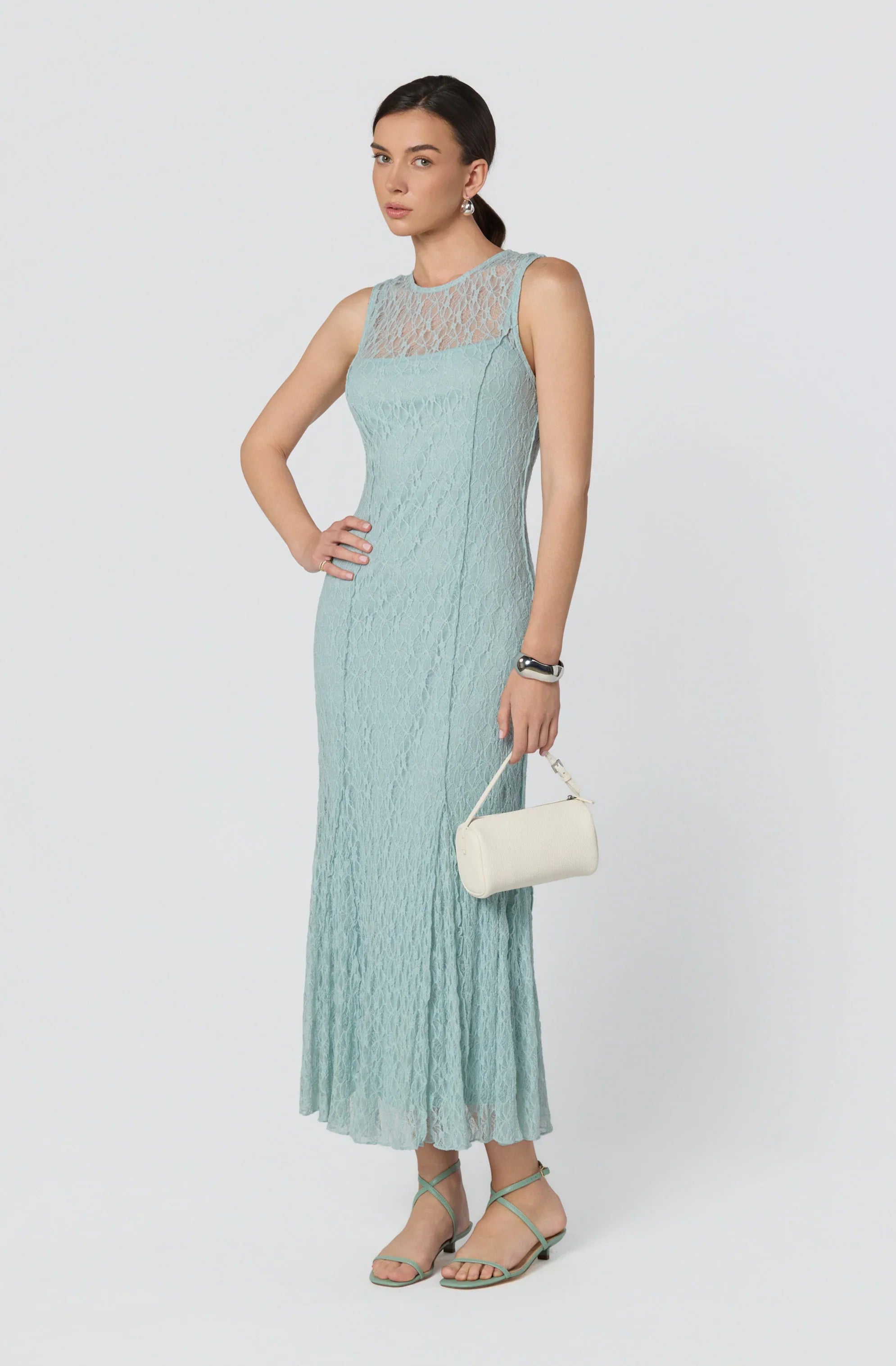 Annabella Semi-Sheer Lace Maxi Dress