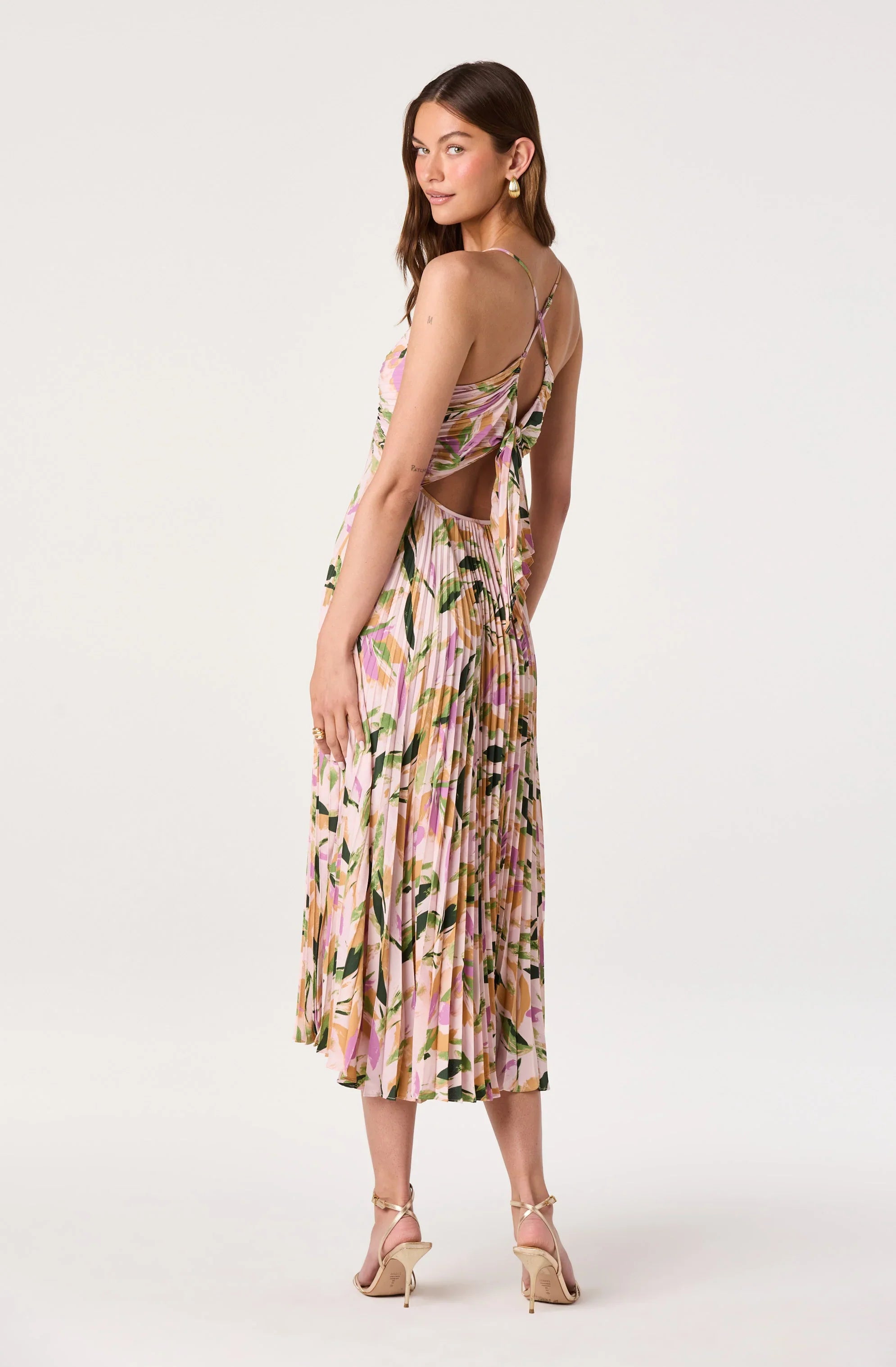 Blythe Floral Plisse Midi Dress