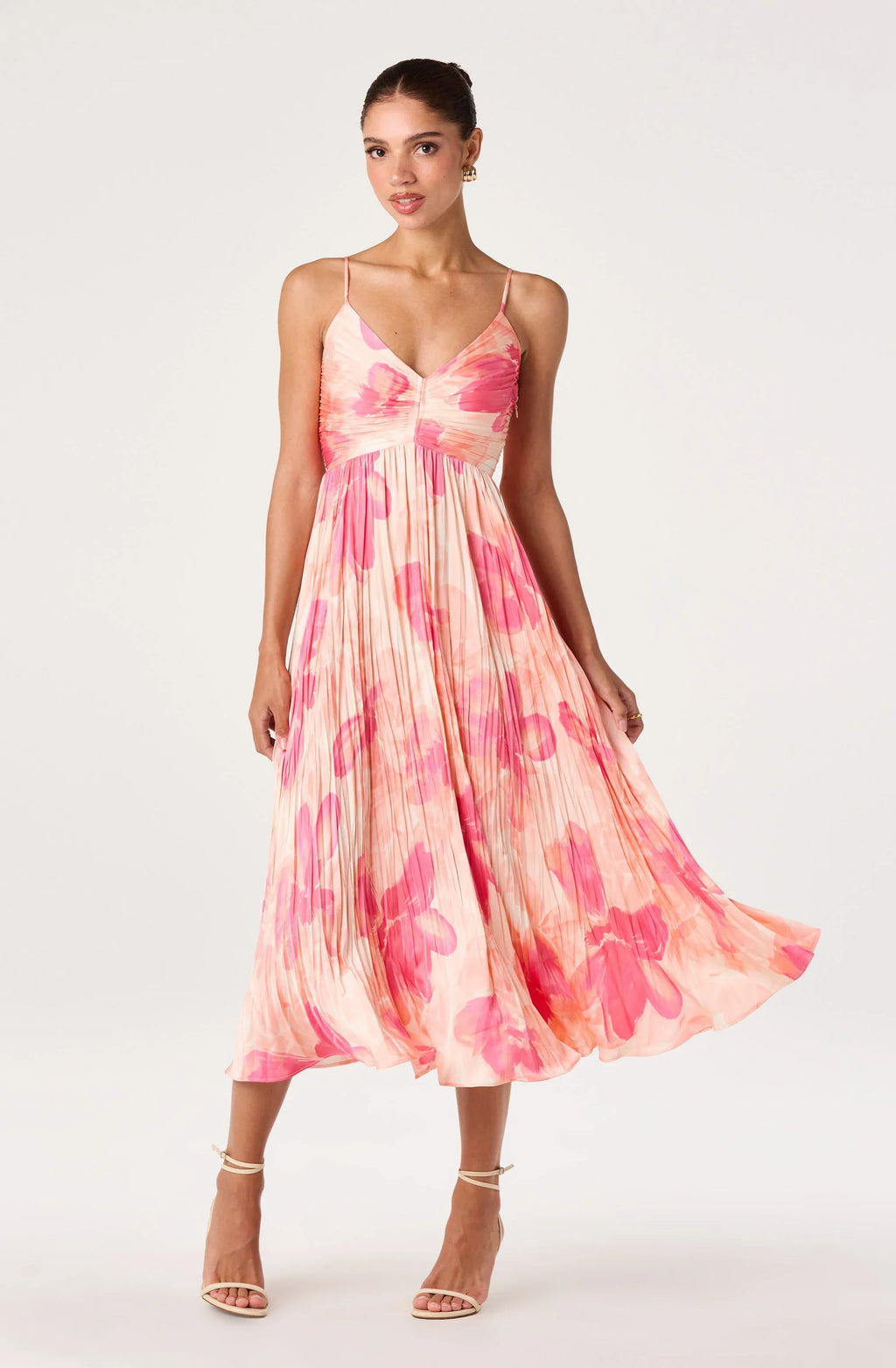 Maeve Pleated Satin Midi Dress