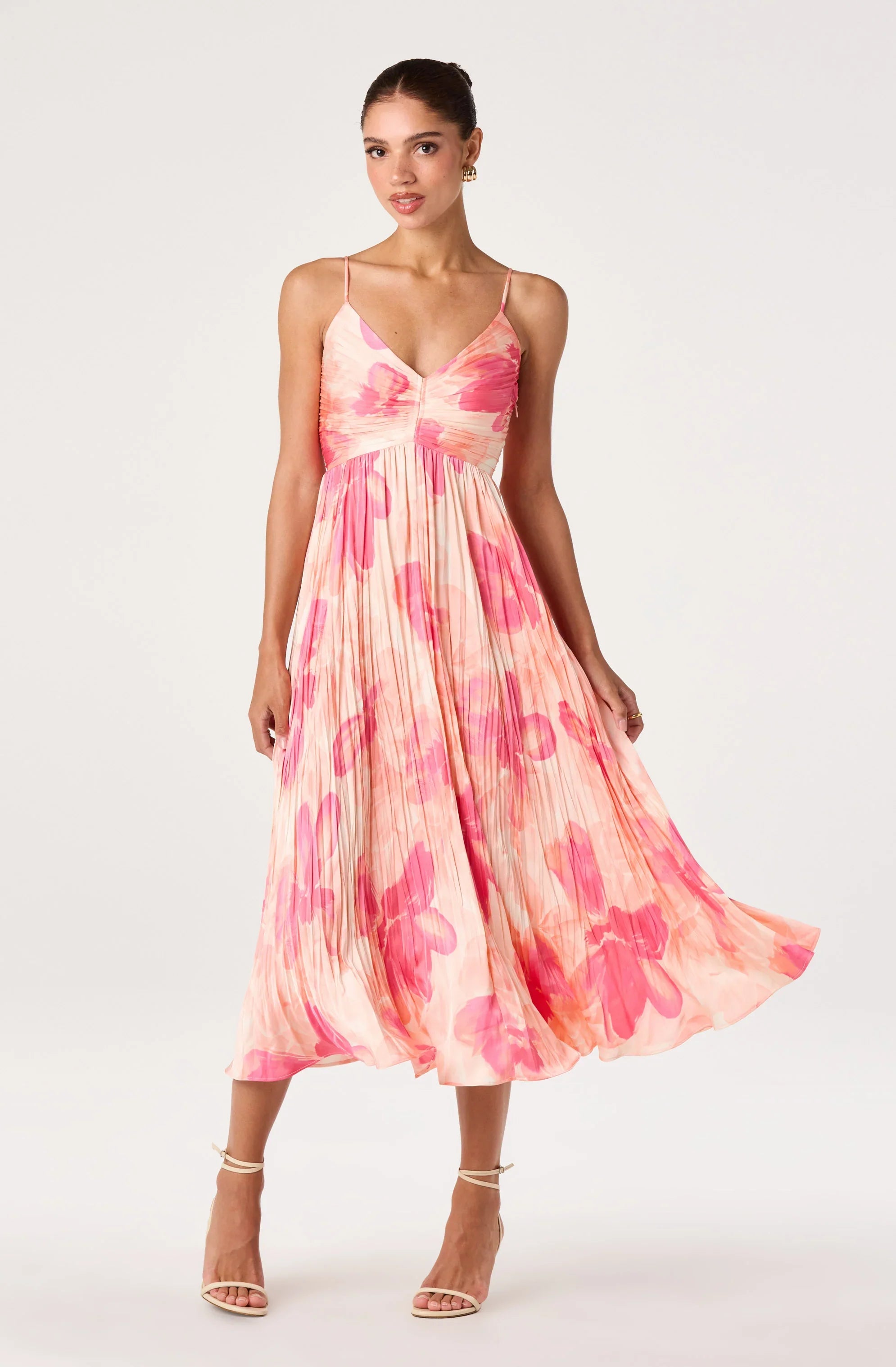 Maeve Pleated Satin Midi Dress