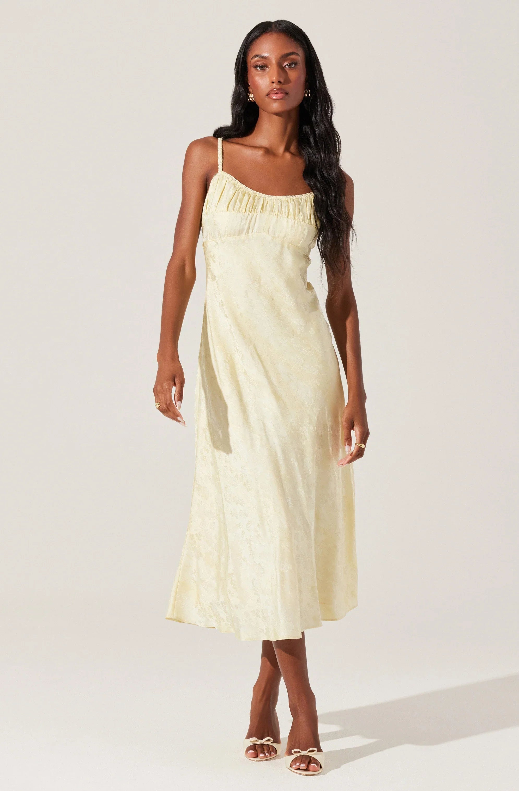 Kaiya Floral Jacquard Satin Midi Dress