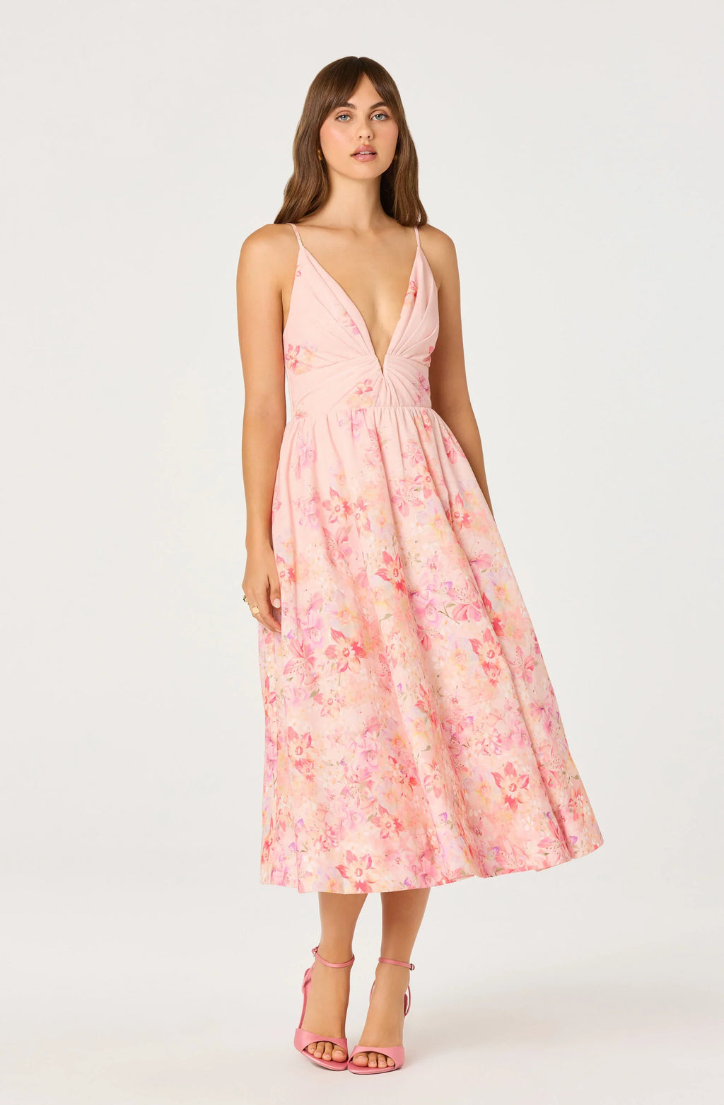 Janna Floral Plunge Midi Dress