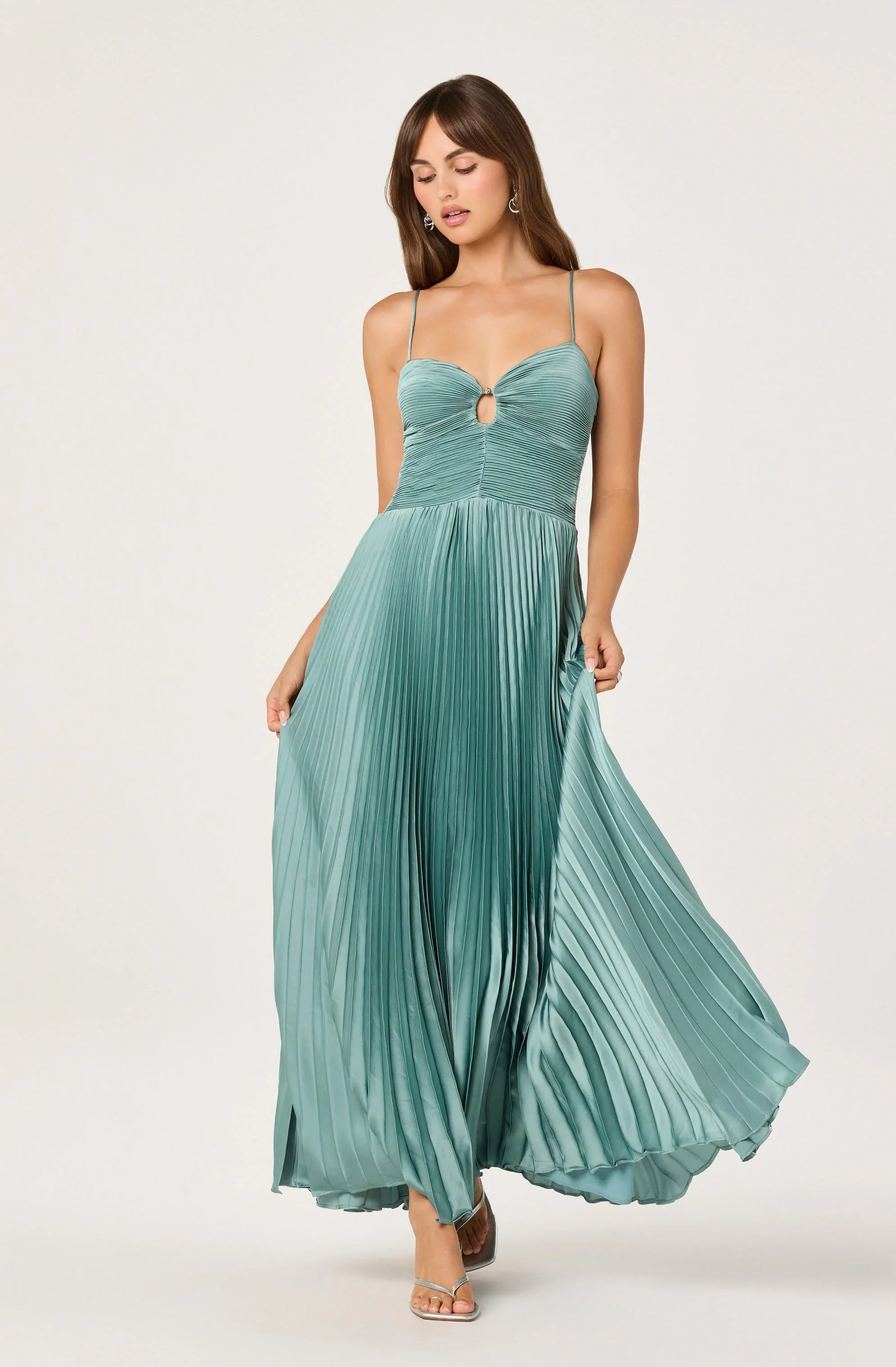 Alaia Satin Plissé Maxi Dress