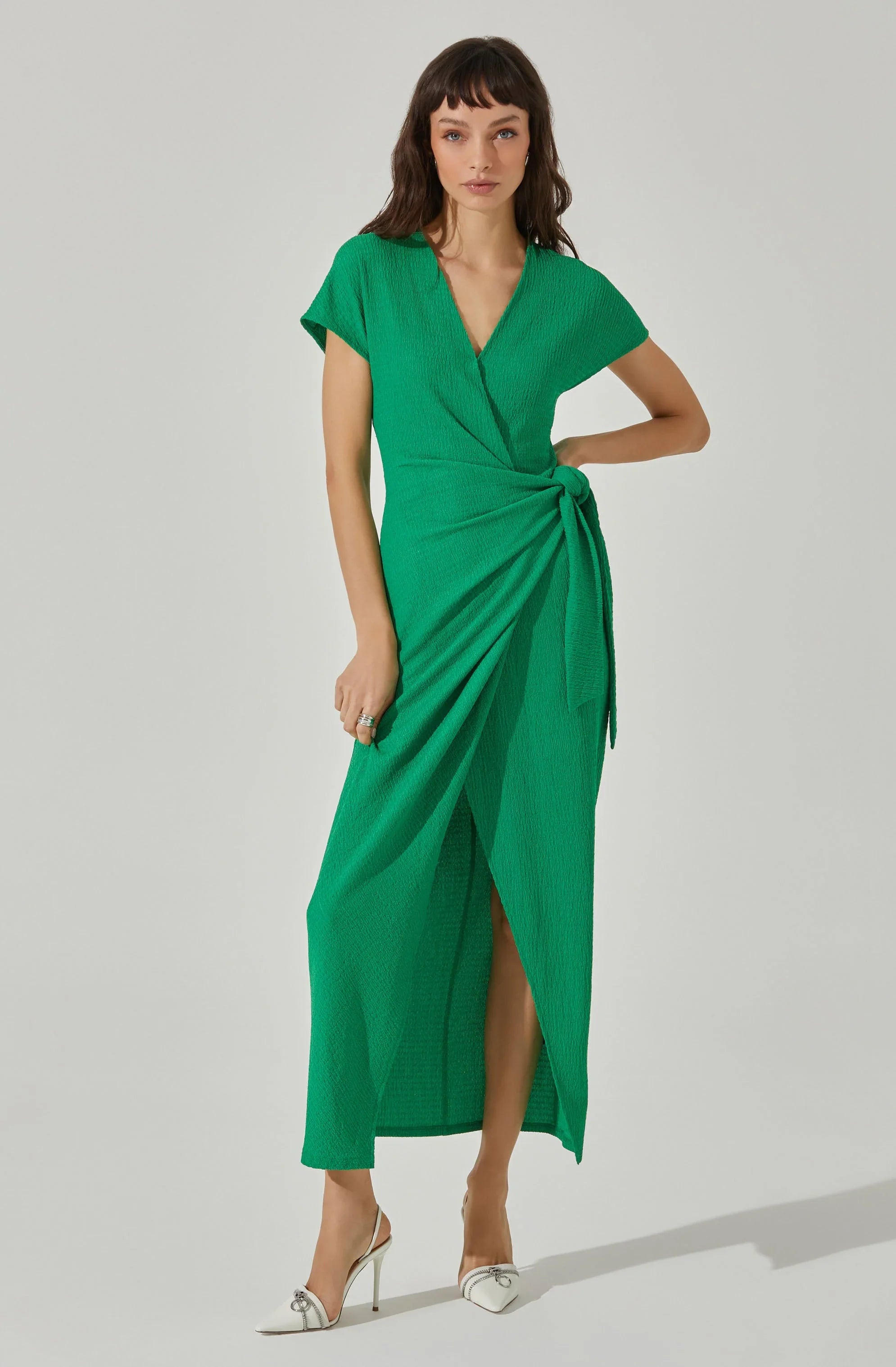 Knit Wrap Midi Dress