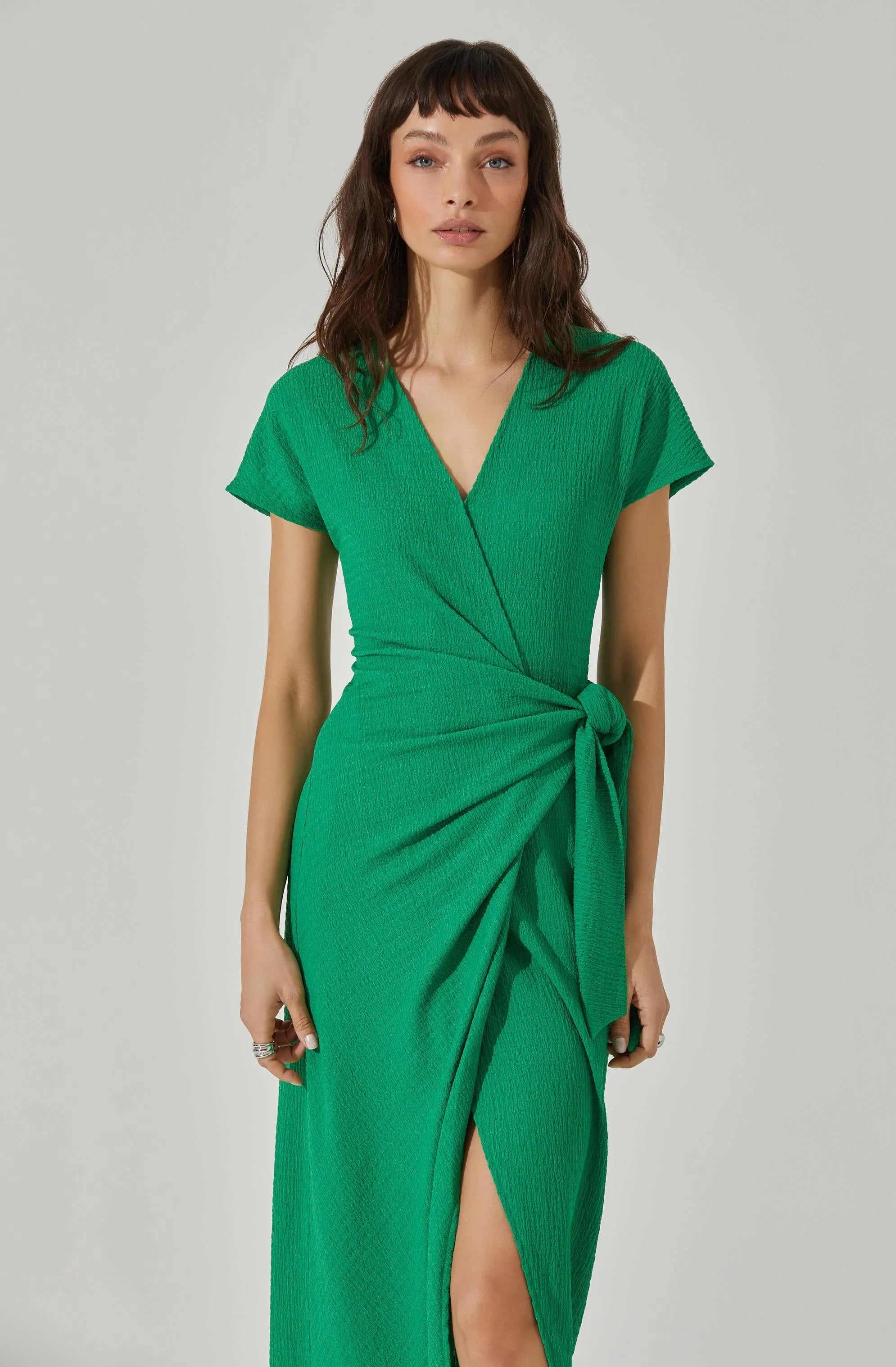 Knit Wrap Midi Dress