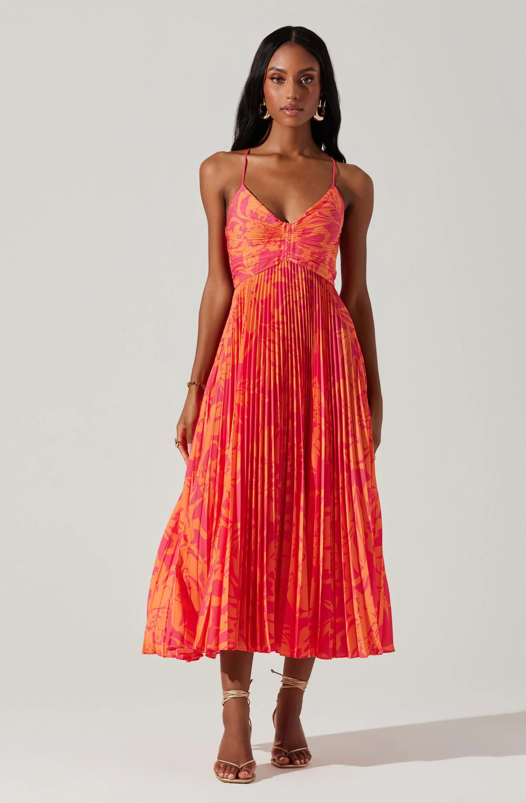 Blythe Floral Plisse Midi Dress