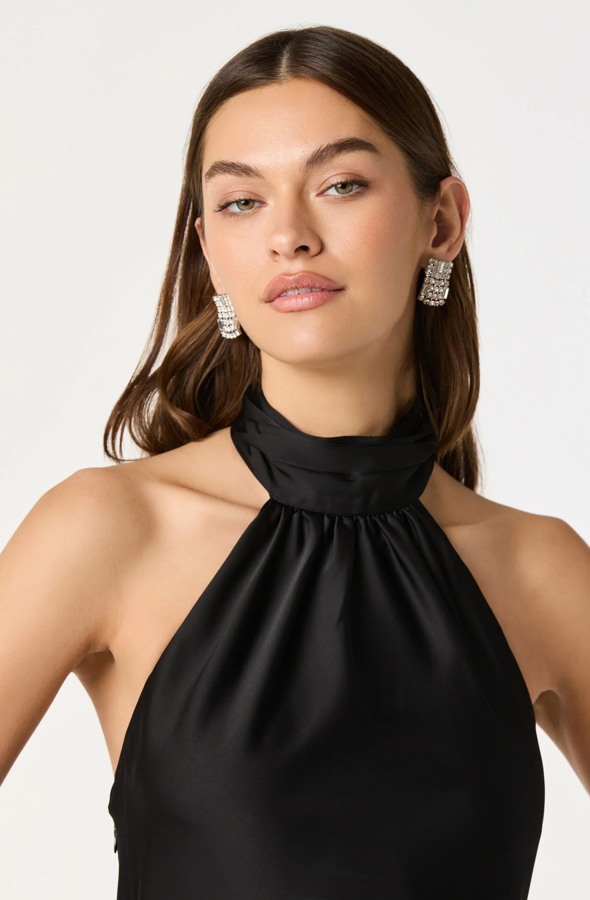 Jasmin Satin Halter Maxi Dress