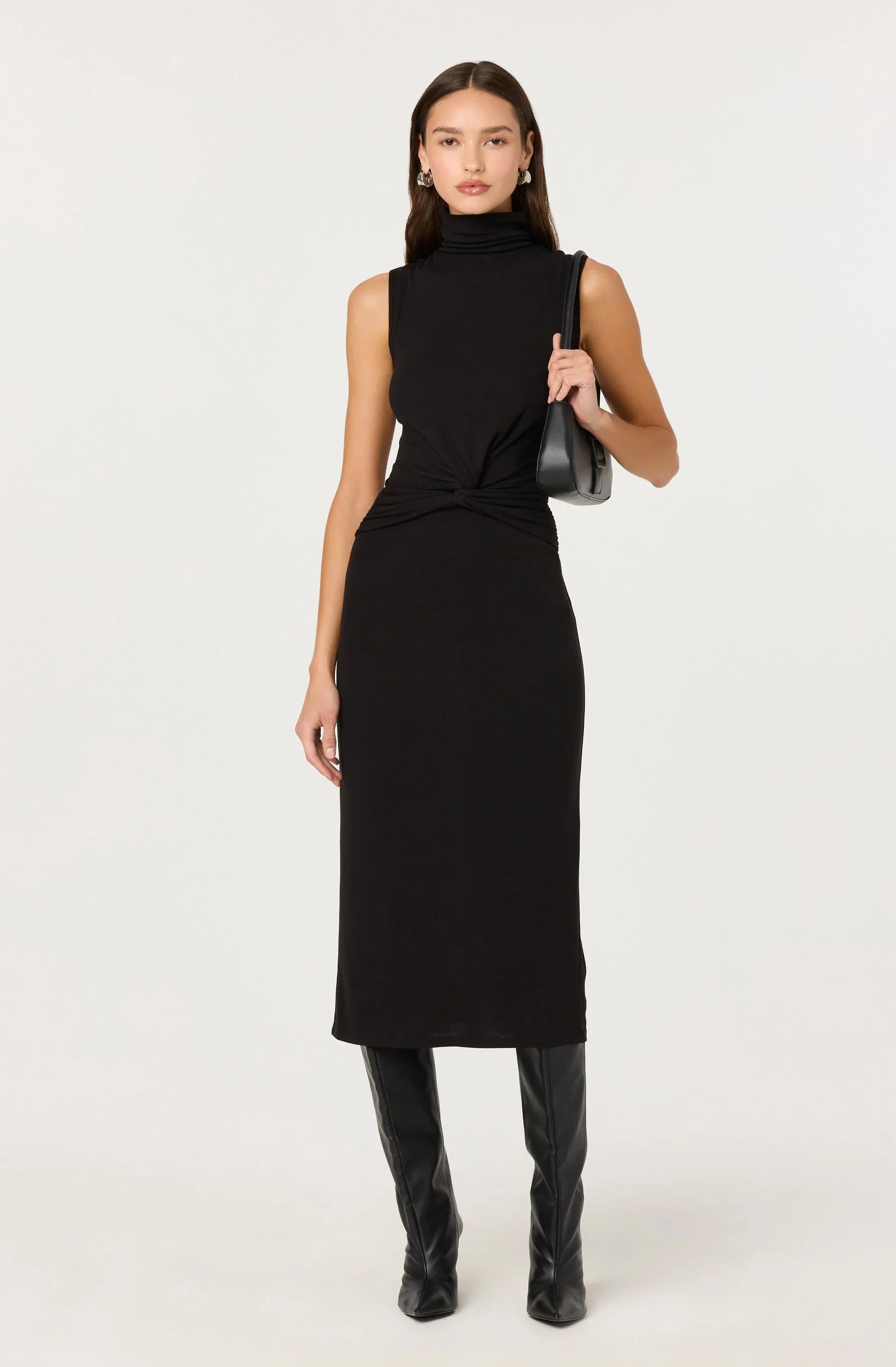 Riana Turtleneck Twist Front Maxi Dress