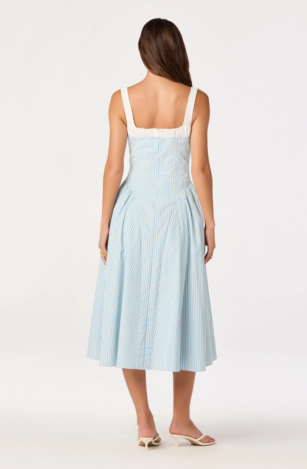 Hazel Striped Drop-Waist Midi Dress