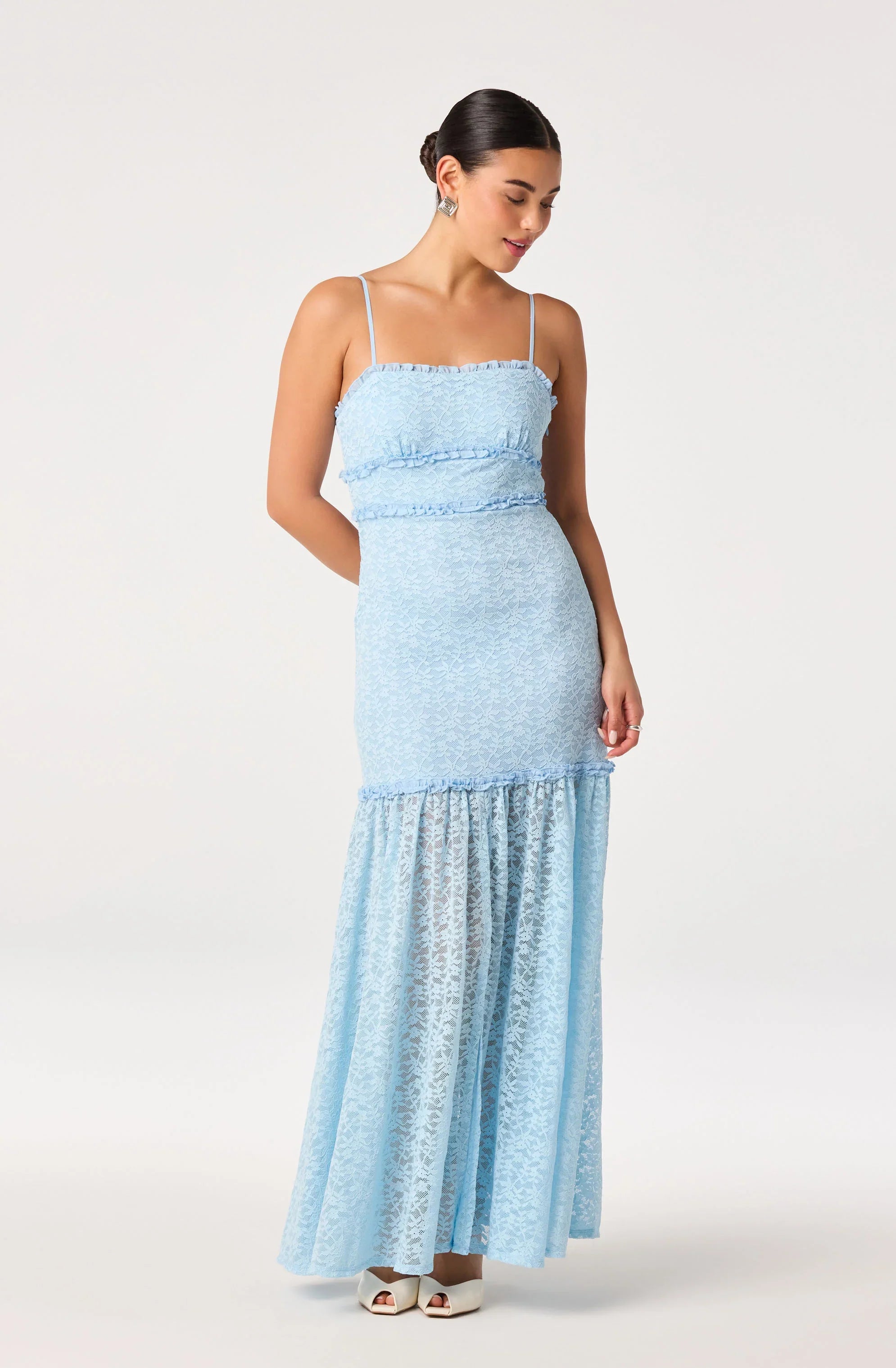 Ruffle Tiered Lace Maxi Dress