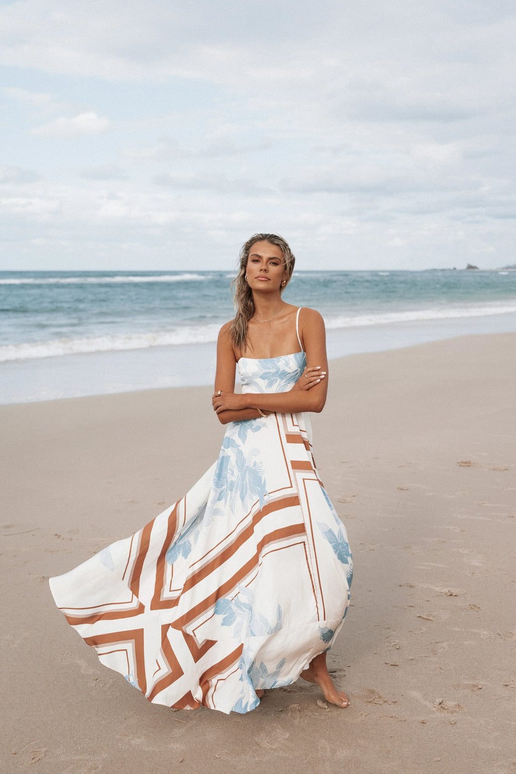 Elanor Maxi Dress - Pale Blue Print
