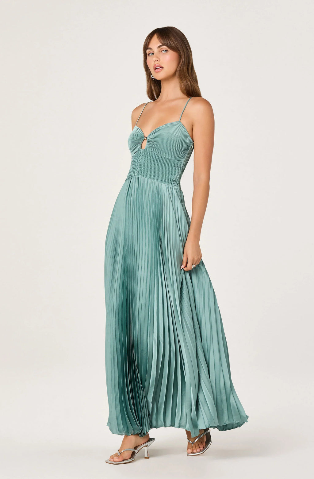 Alaia Satin Plissé Maxi Dress