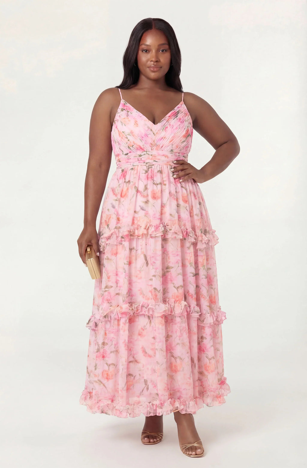 Ayanna Floral Pleated Tiered Maxi Dress
