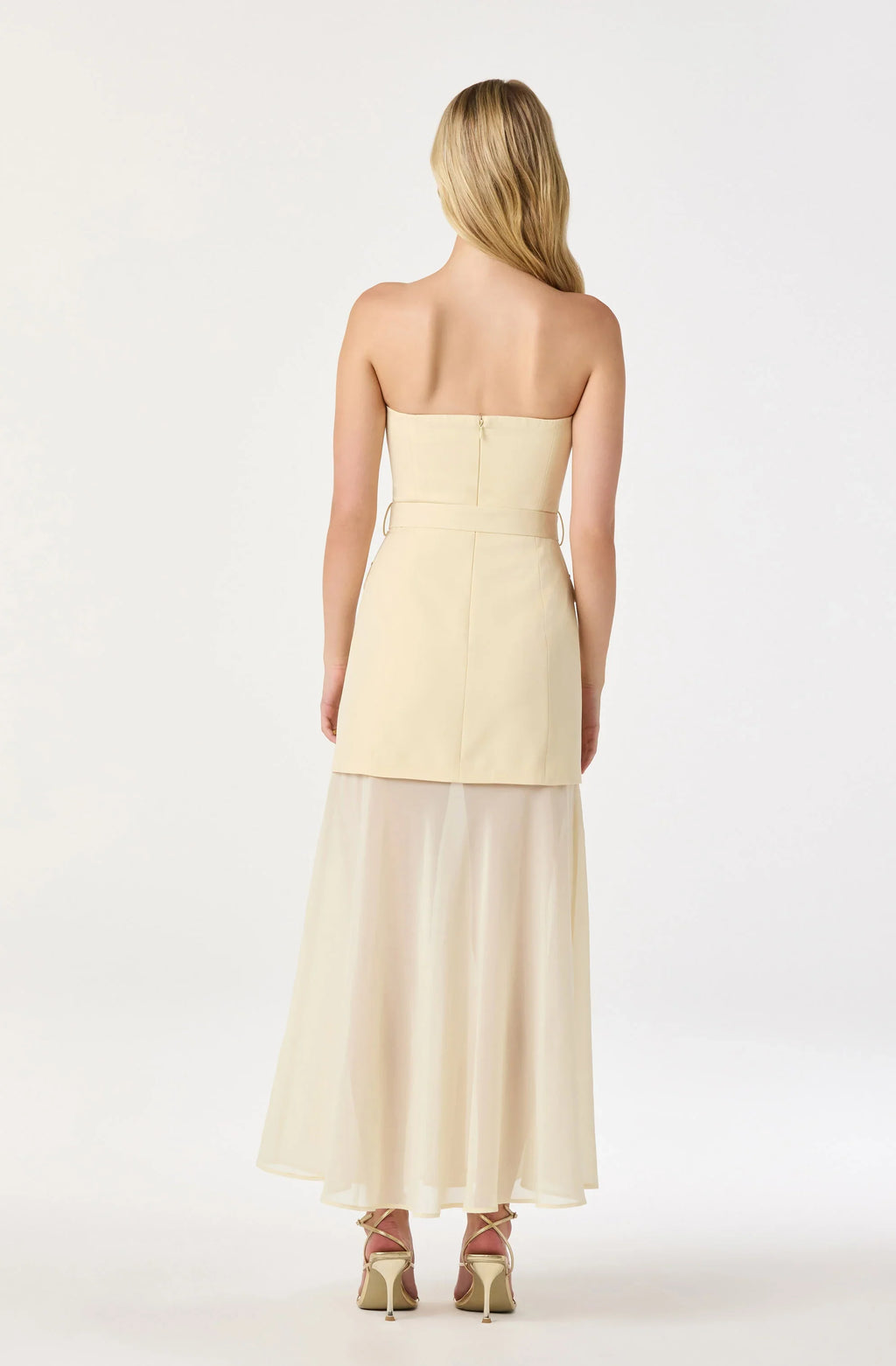 Strapless Contrast Belted Dress