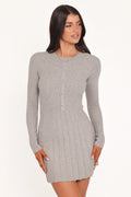 Darlina Long Sleeve Mini Dress - Heather Grey