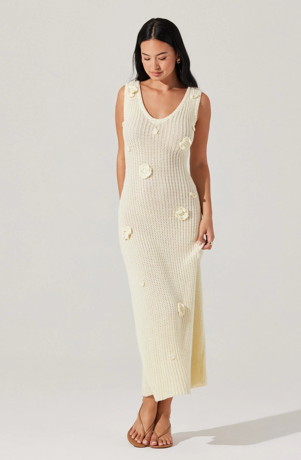 Ainhoa 3D Floral Maxi Sweater Dress