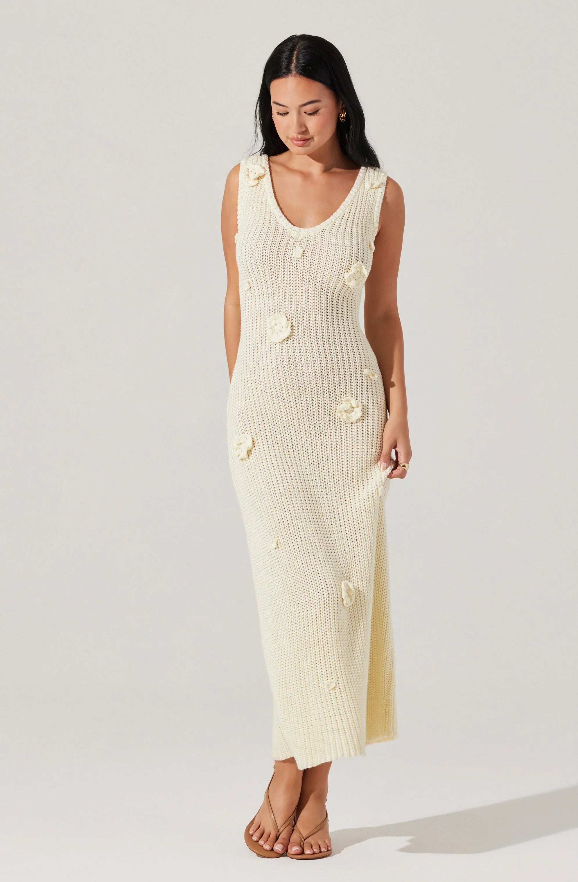 Ainhoa 3D Floral Maxi Sweater Dress