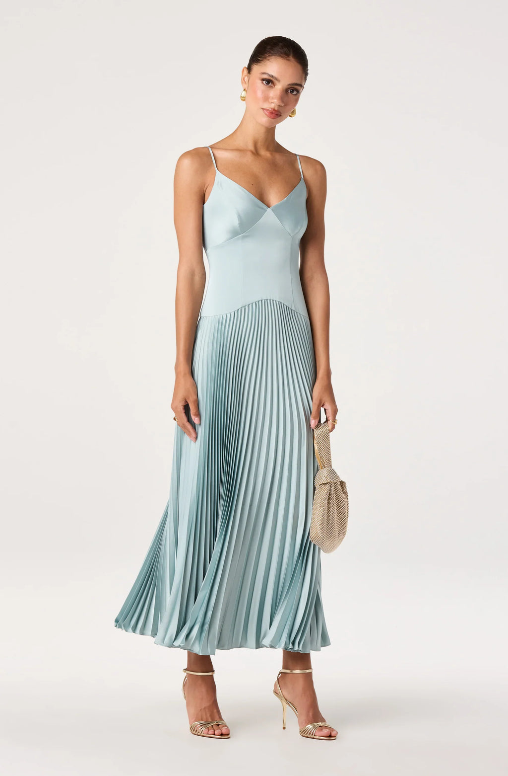Pleated Drop Waist Maxi Dress