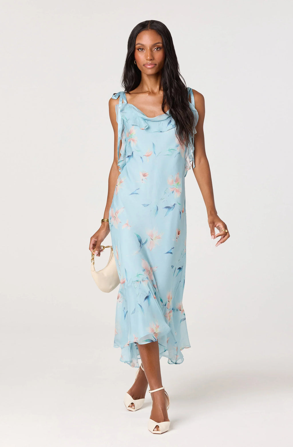 Nissa Floral Ruffle Midi Dress