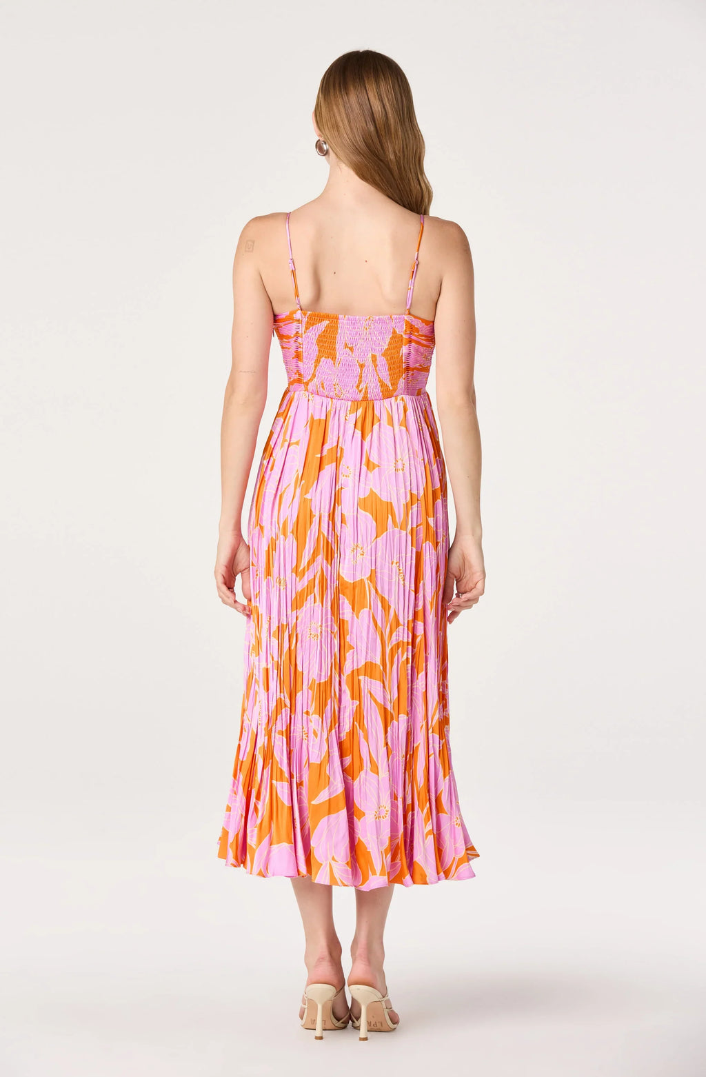 Maeve Pleated Satin Midi Dress