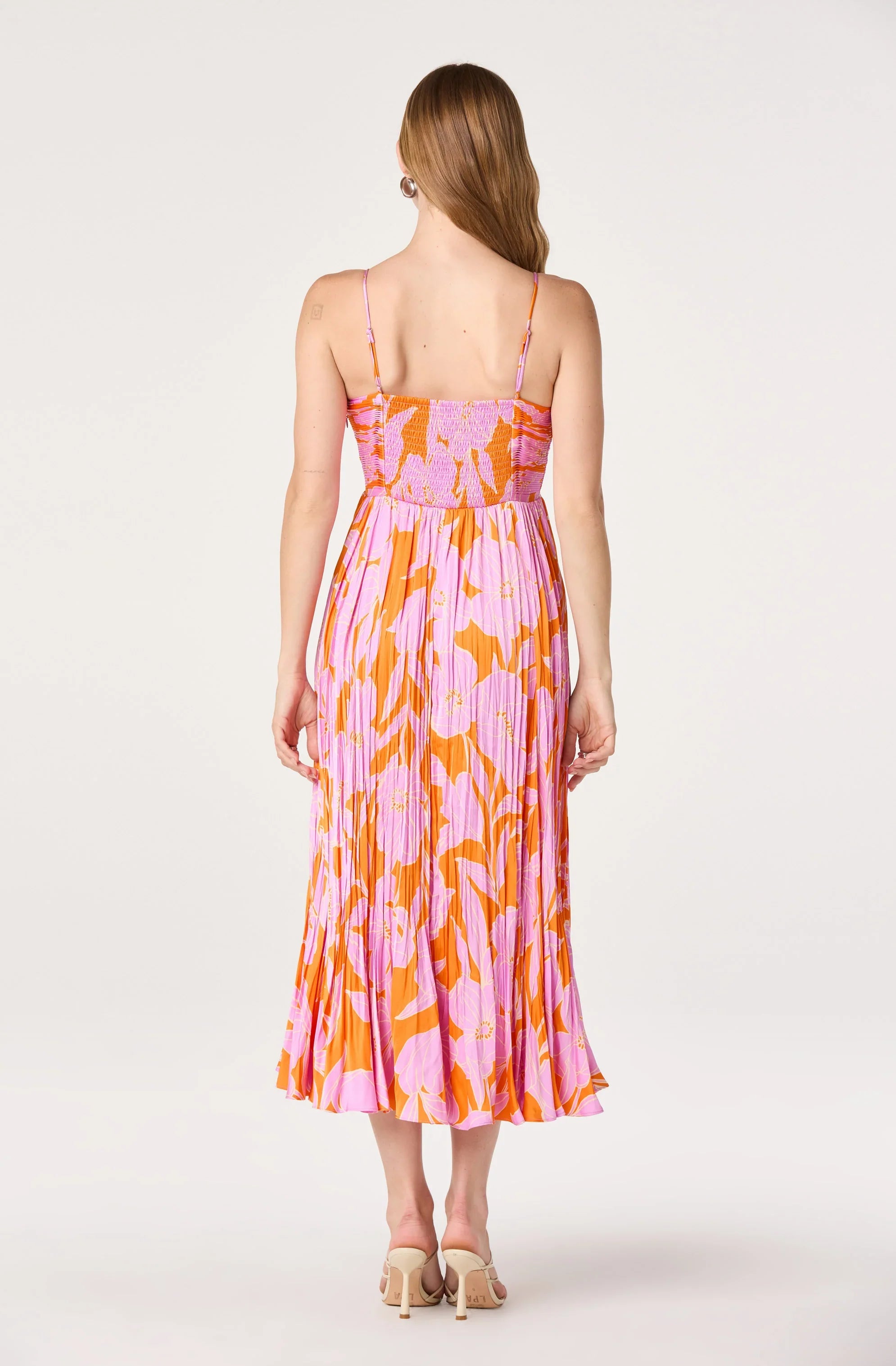 Maeve Pleated Satin Midi Dress