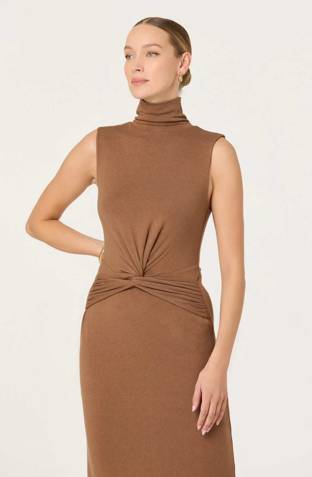 Riana Turtleneck Twist Front Maxi Dress