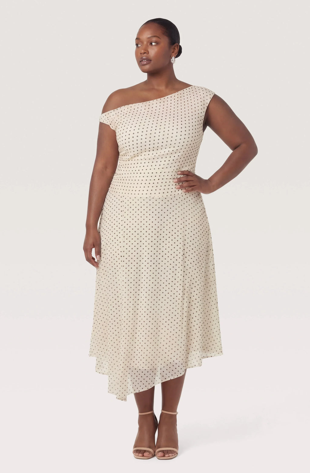 Ciarra Off-Shoulder Asymmetric Midi Dress