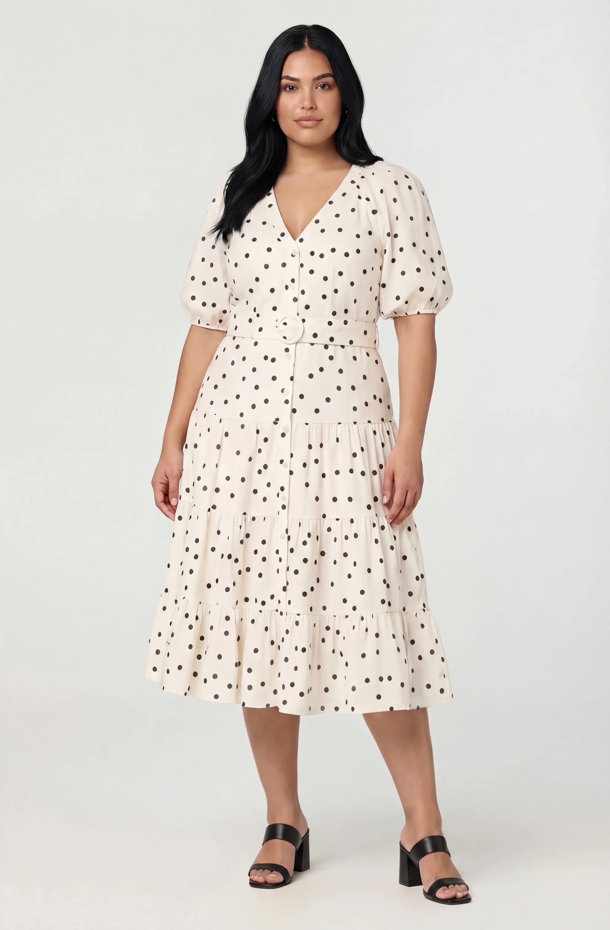 Minnie Polka Dot Tiered Midi Dress