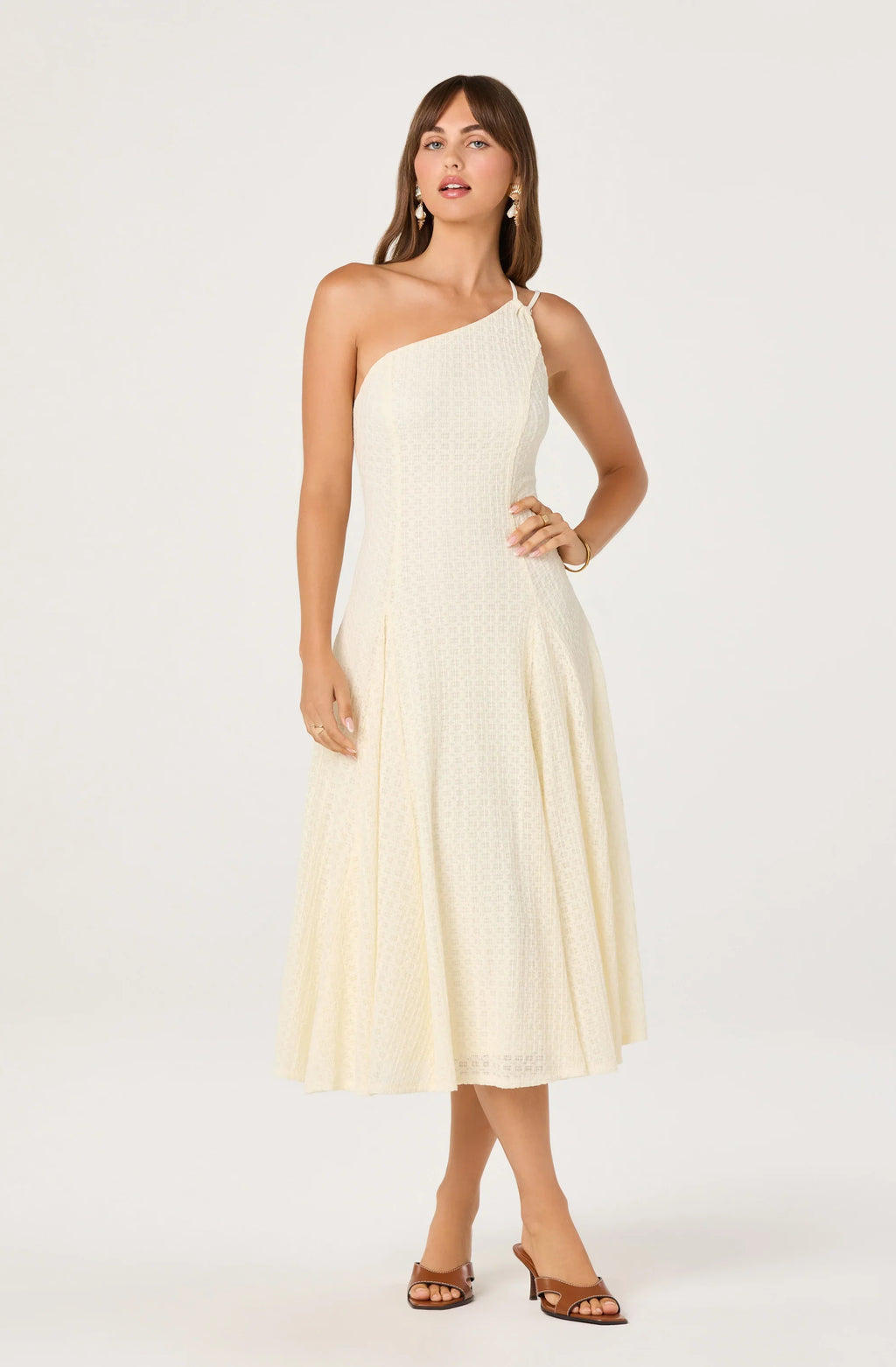 Nola One-Shoulder Knit Midi Dress